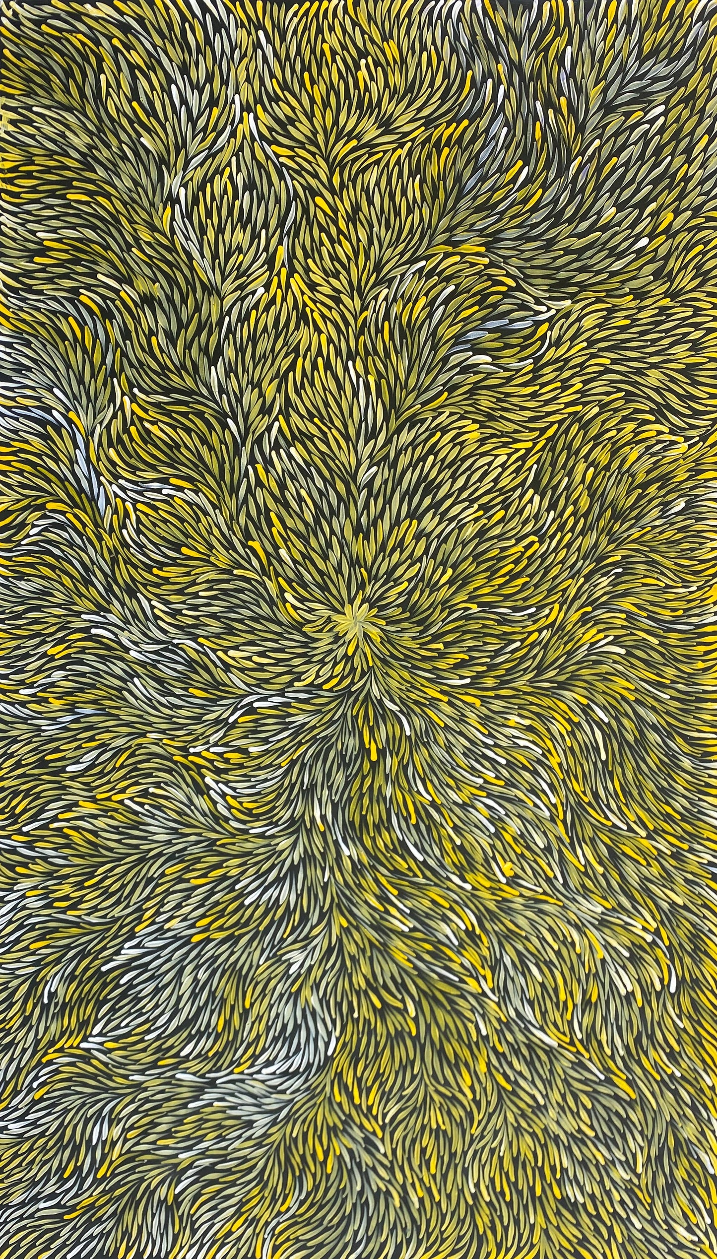 Jeannie Petyarre Pitjara, Bush Medicine Leaves, Bush Yam, Body Paint, Awelye, Bush Seeds, contemporary art, aboriginal art, indigenous art for sale, Australian art, art collector, altyerre aboriginal art, art work, art gallery, Darwin gallery, painting for sale, wall art, northern territory, alice springs, décor, interior décor, interior design, office décor, art lover, famous artist, utopian artist, dreaming, bush medicine, family business, movement, hypnotic, art storytelling, modern art, traditional art
