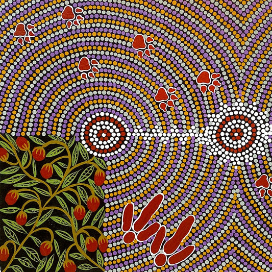 LINDA NAKAMARRA QUINN - Dingo Hunting Emu, Emu Looking For Food