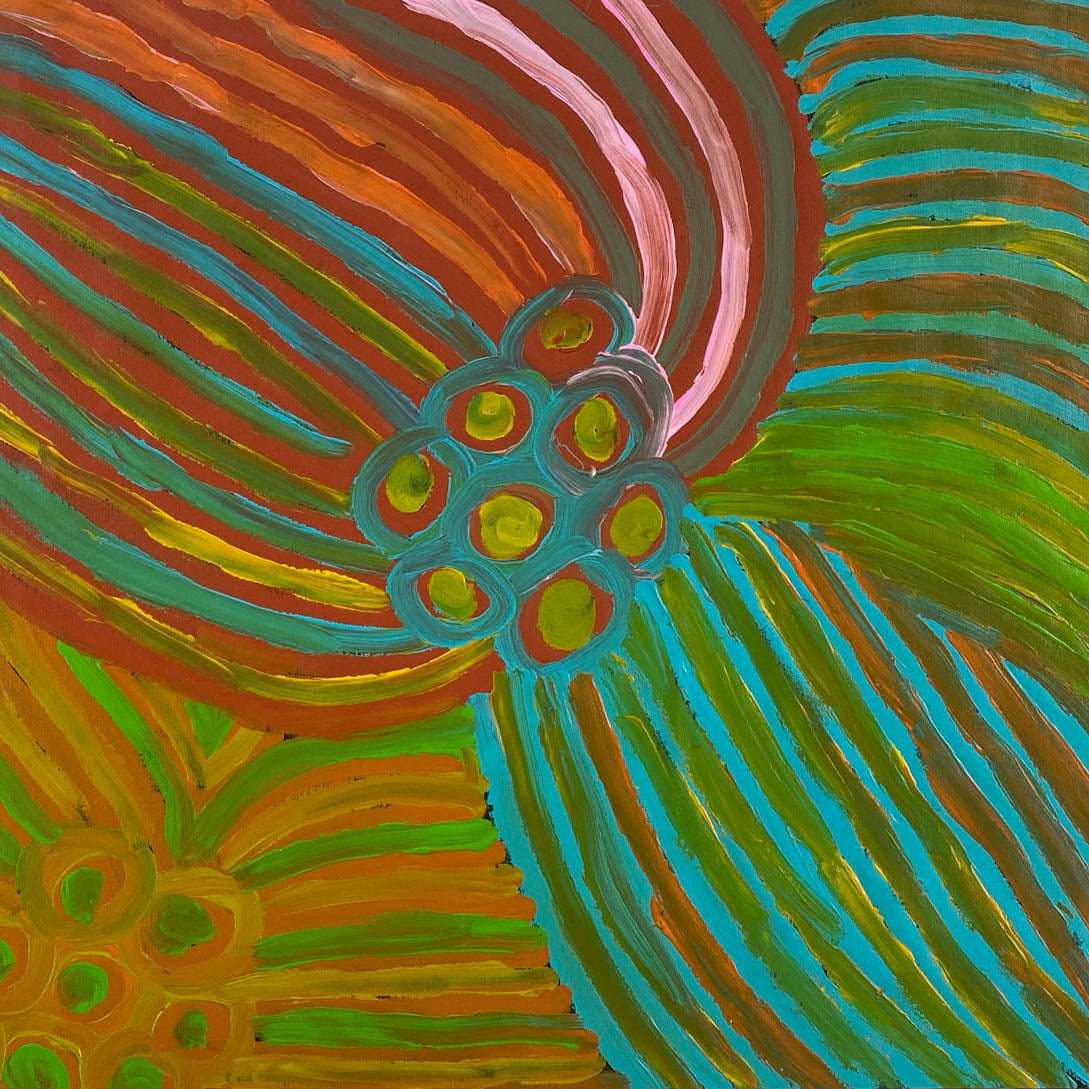 Makinti Napanangka, Western Desert, Pintupi, Indigenous art, Aboriginal art, Australian Art, Indigenous art for sale, art collector, dreaming, famous artist, art décor, interior décor, interior design, painting for sale, Darwin gallery, art gallery, altyerre aboriginal art, order or Australia, western desert art