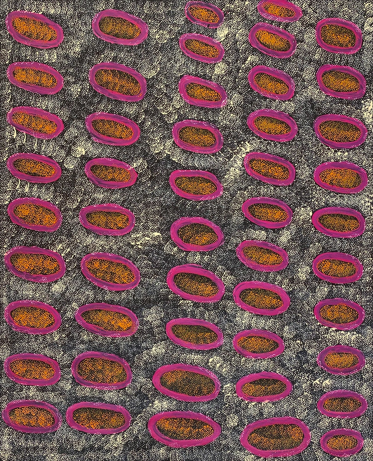 Ngoia pollard napaltjarri, indigenous art, aboriginal art, Australian art, altyerre aboriginal art, art for sale, painting, painting for sale, swamps, swamps at nyrripi, haasts bluff, Walpiri, art gallery, contemporary art, Darwin gallery, family owned business, aboriginal culture, native Australian, artist, white, black, red, dot painting, dot art, art collector, original art, ethical art, direct from the artis, dreaming, dreamtime, story telling, indigenous culture, indigenous australia, first nations