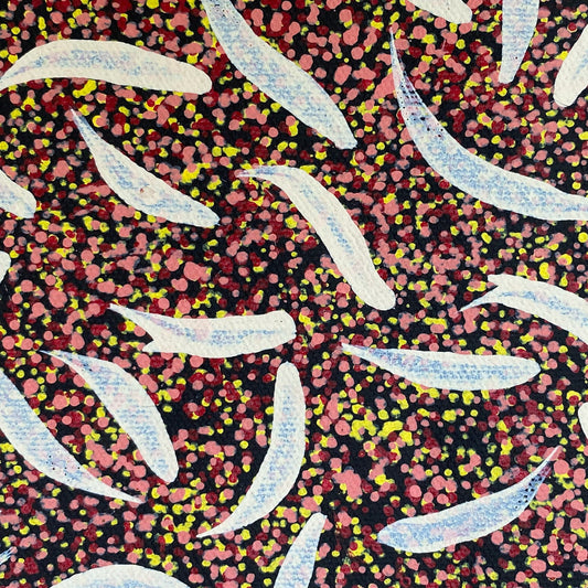 Polly Nelson Nangla, Polly Ngale, Polly Ngal, Utopia artist, Indigenous art, Aboriginal Art, Australian Art, Bush Plum dreaming, dot painting, dot art, art for sale, painting for sale, indigenous art for sale, aboriginal art for sale, altyerre aboriginal art, art décor, interior décor, interior design, colourful, home décor, office décor, art collector, Darwin gallery, art gallery, northern territory, family business, bush tucker, bush food, interior designer, wall art, bush plum dreaming