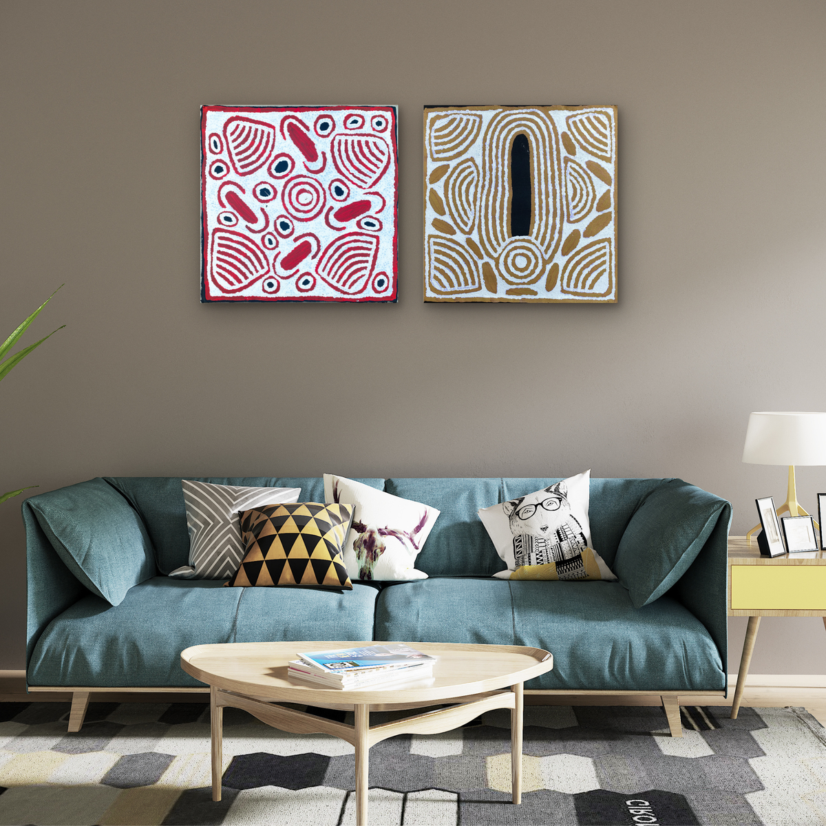 Barbara Napangarti Reid, Gibson Desert, Western Australia, Indigneous art, Aboriginal art, Australian Art, Indigenous art for sale, Aboriginal art for sale, womens ceremony, bush apple, bush tucker, Darwin gallery, altyerre aboriginal art, interior design, Interior décor, family business, outback Australian art, Ngaanyatjarra, Iconography, Symbolism, dreaming 