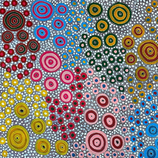 Anna Pitjara Petyarre + Anna Price Petyarre + Indigenous Art + Aboriginal Art + Australian Art + Art work + Dot art + Iconography + Darwin Based Gallery + Utopia + Dot Painting 