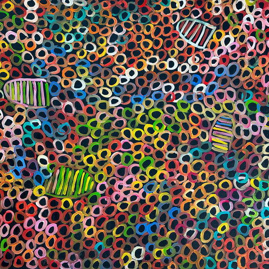 Betty Club Mbitjana, Utopia, Anwekety, Awelye, Women’s Dreaming, Art for Sale, Indigenous Art for sale, Aboriginal art for sale, Australian Art, art for sale, painting for sale, art décor, interior décor, décor, womens ceremony, art work, art gallery, Altyerre Aboriginal Art, Darwin Art Gallery, Utopia, Utopian artist, art, painting, Ethical art, original art, direct from the artist, family business, famous artist, art lover, iconic art, art story, female artist, minnie pwerle, symbolism, iconography, women