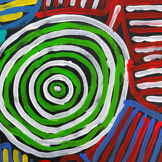 Betty Club Mbitjana, Utopia, Anwekety, Awelye, Women’s Dreaming, Art for Sale, Indigenous Art for sale, Aboriginal art for sale, Australian Art, art for sale, painting for sale, art décor, interior décor, décor, womens ceremony, art work, art gallery, Altyerre Aboriginal Art, Darwin Art Gallery, Utopia, Utopian artist, art, painting, Ethical art, original art, direct from the artist, family business, famous artist, art lover, iconic art, art story, female artist, minnie pwerle, symbolism, iconography, women
