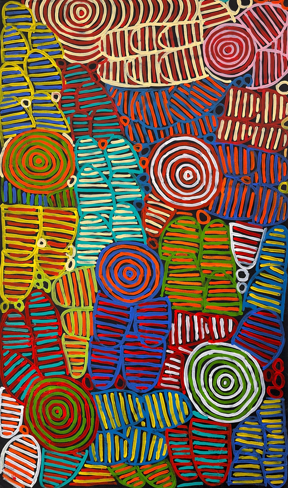 Betty Club Mbitjana, Utopia, Anwekety, Awelye, Women’s Dreaming, Art for Sale, Indigenous Art for sale, Aboriginal art for sale, Australian Art, art for sale, painting for sale, art décor, interior décor, décor, womens ceremony, art work, art gallery, Altyerre Aboriginal Art, Darwin Art Gallery, Utopia, Utopian artist, art, painting, Ethical art, original art, direct from the artist, family business, famous artist, art lover, iconic art, art story, female artist, minnie pwerle, symbolism, iconography, women