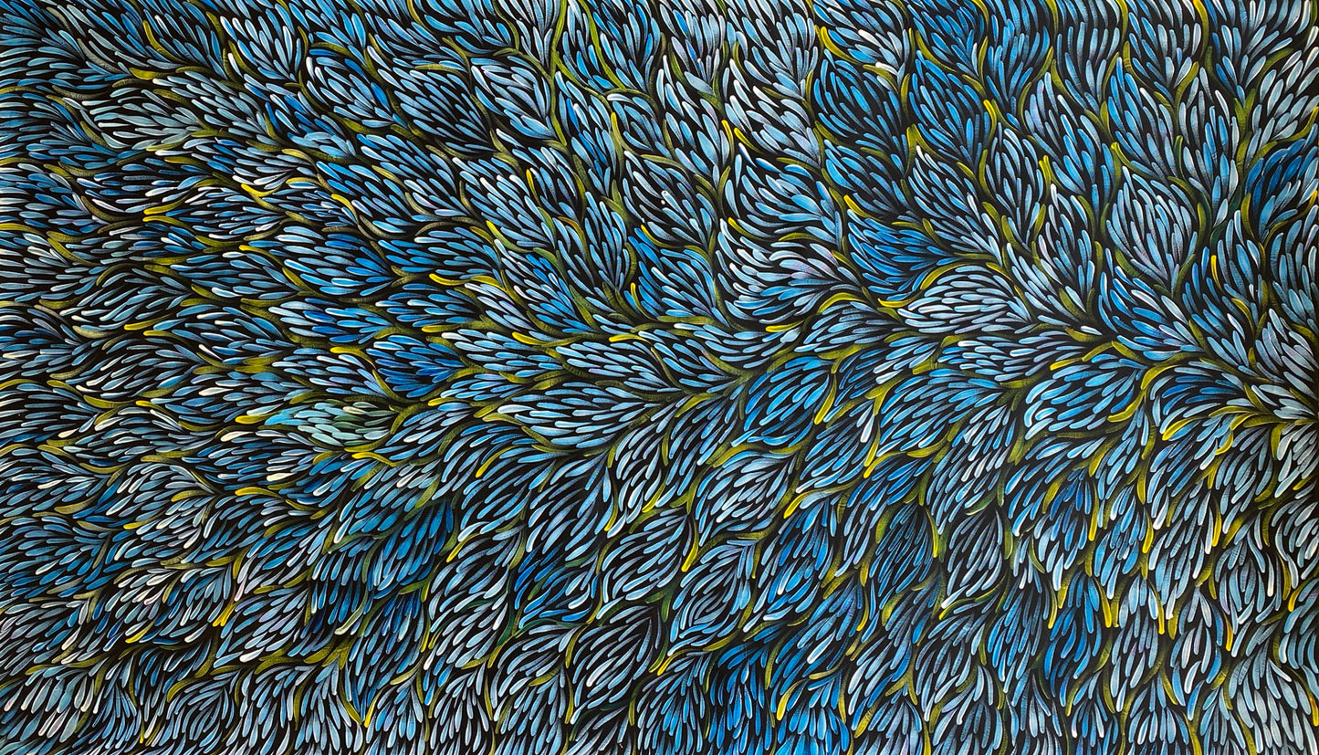 Carolyn Price Bush Seeds Indigenous Art Aboriginal Art Australian Art Utopia Bush Tucker Blue Contemporary Art