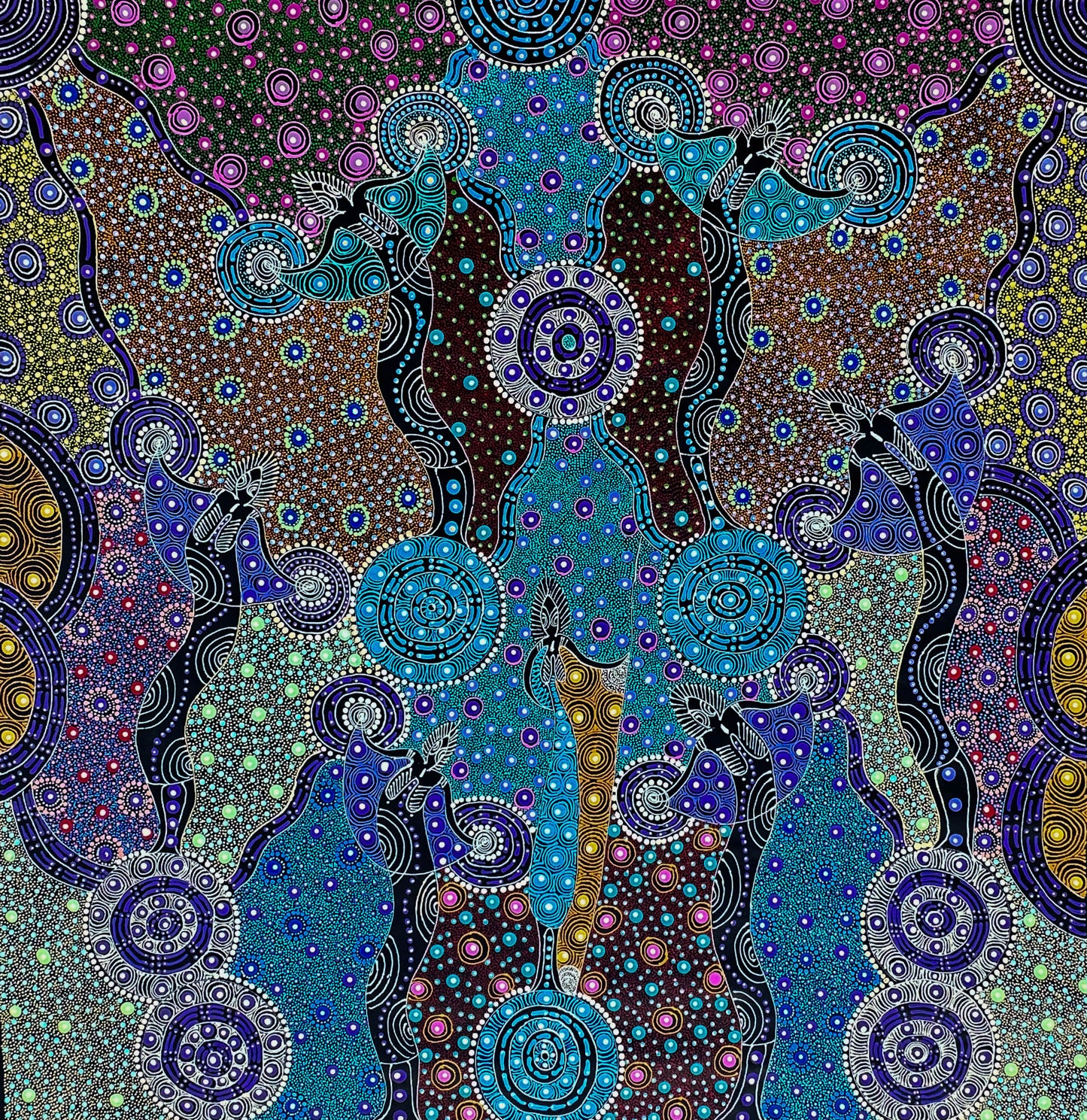 Santa Teresa + Ltyentye Apurte + Colleen Wallace Nungarrayi + Dreamtime Sisters + Nungari + Dot Art + Dot art painting + Darwin Based Gallery + Art Collector + Contemporary Art + Traditional Art 