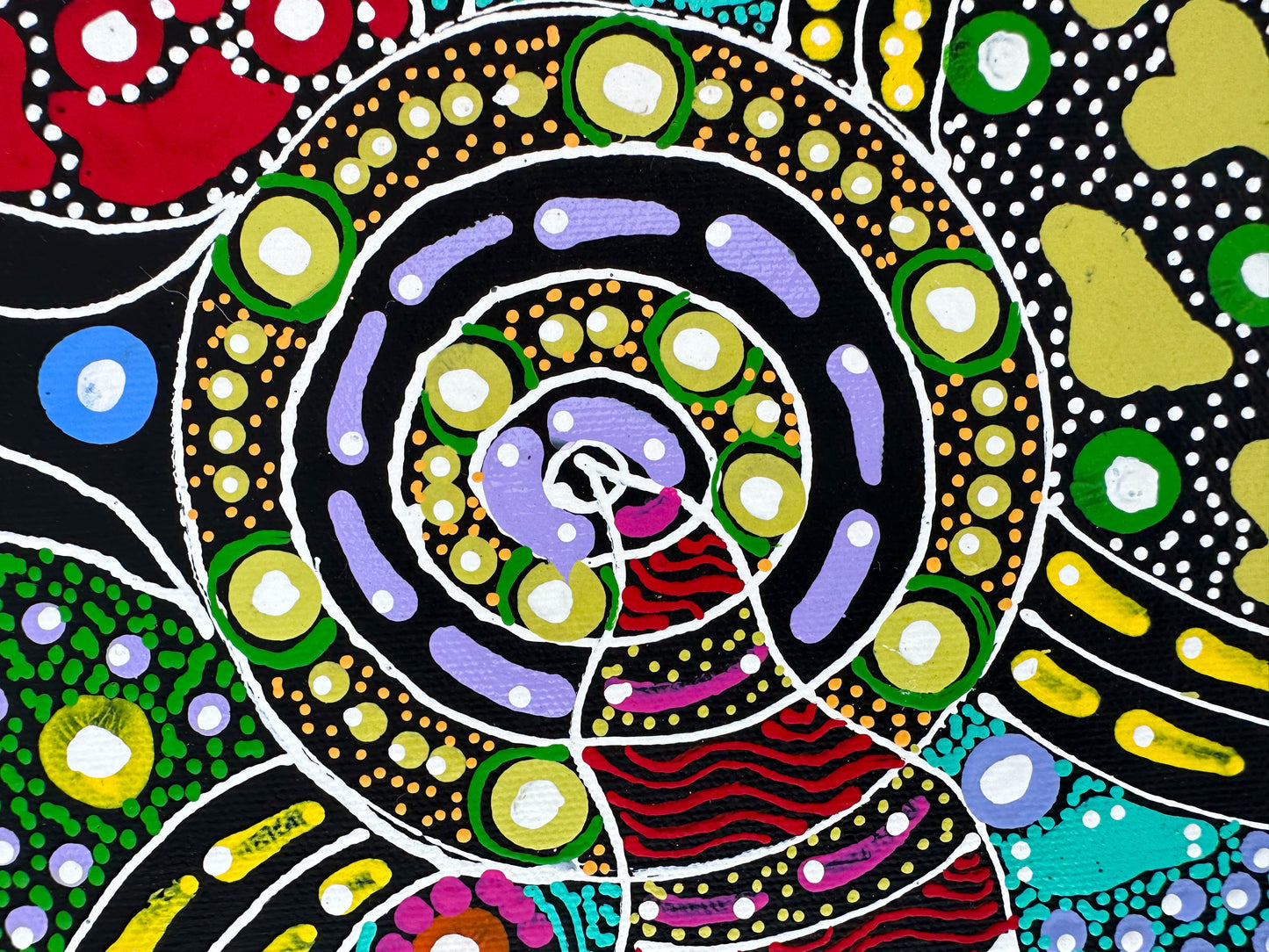 Santa Teresa + Ltyentye Apurte + Dot Art + Painting + Colour + Dreamtime Sisters + Indigenous Art + Aboriginal Art + Australian Art + Painting for Sale + Darwin Based Gallery + Family owned gallery + art for sale + painting for sale