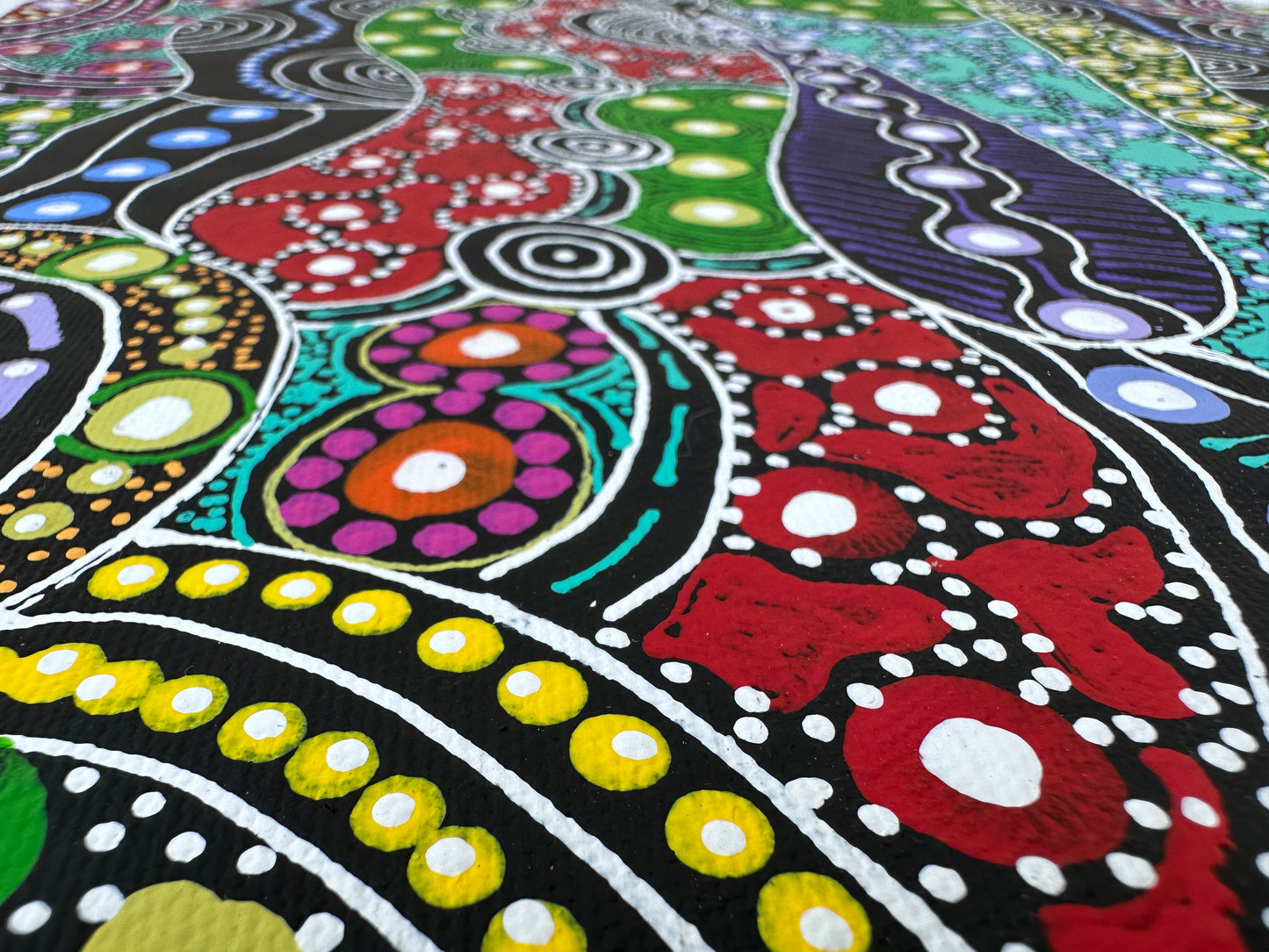 Santa Teresa + Ltyentye Apurte + Dot Art + Painting + Colour + Dreamtime Sisters + Indigenous Art + Aboriginal Art + Australian Art + Painting for Sale + Darwin Based Gallery + Family owned gallery + art for sale + painting for sale