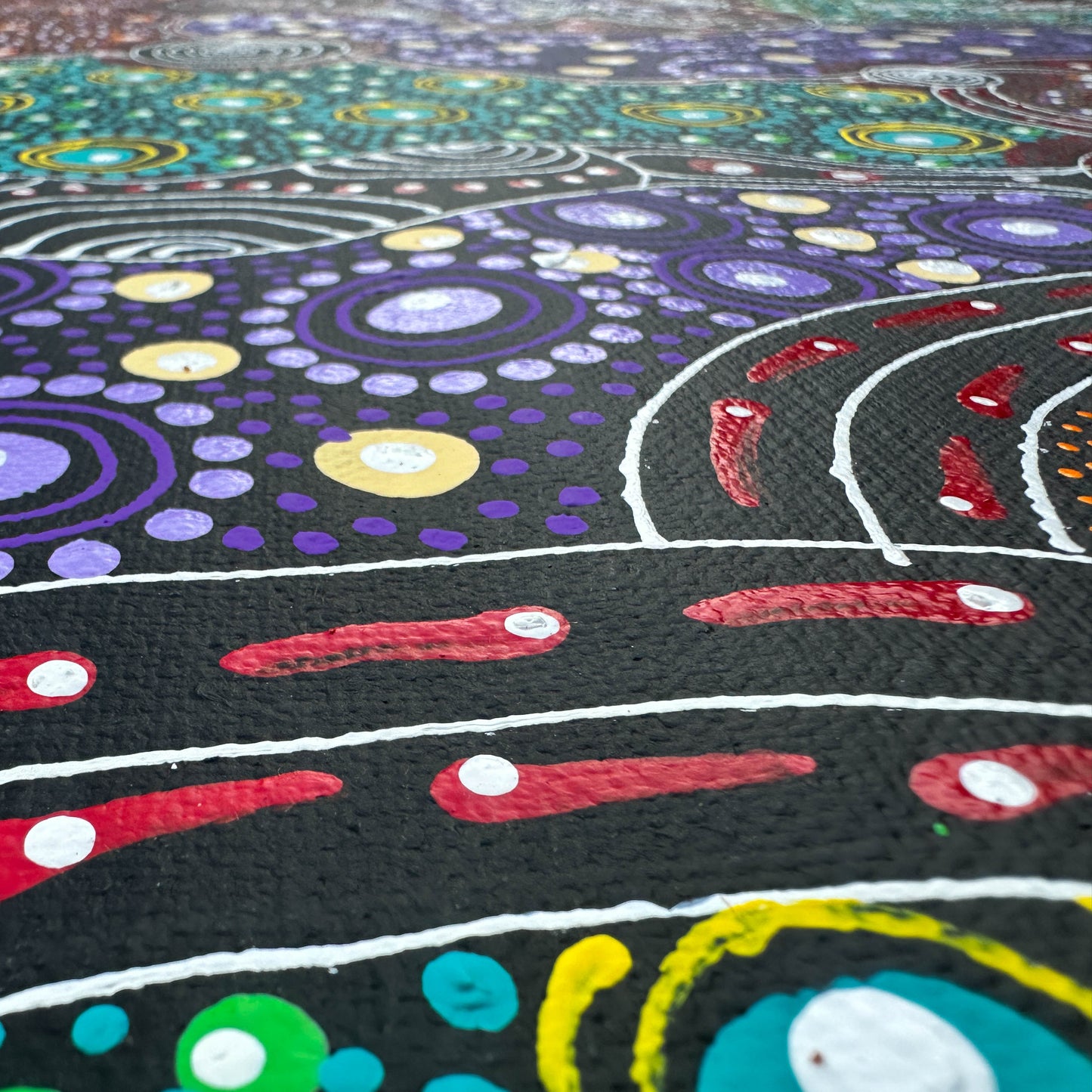 Colleen Wallace, Colleen nungarrayi, colleen nungari, traditional art, contemporary art, altyere aboriginal art, aboriginal art, indigenous art, Australian art, dot painting, dot art work, art, artwork, art for sale, Ltyentye Apurte, painting, painting for sale, wall art, art gallery, Darwin gallery, northern territory, santa Teresa, décor, interior décor, interior design, dot painting, office décor, dot art, art collector, famous artist, dreamings, colour, colourful, intricate, Dream time sisters, 