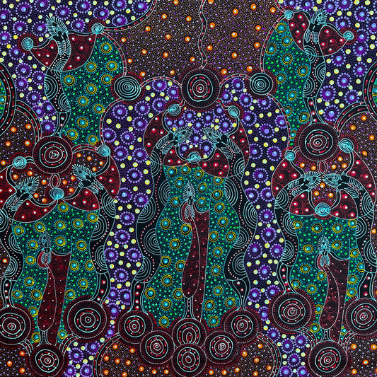 Colleen Wallace, Colleen nungarrayi, colleen nungari, traditional art, contemporary art, altyere aboriginal art, aboriginal art, indigenous art, Australian art, dot painting, dot art work, art, artwork, art for sale, Ltyentye Apurte, painting, painting for sale, wall art, art gallery, Darwin gallery, northern territory, santa Teresa, décor, interior décor, interior design, dot painting, office décor, dot art, art collector, famous artist, dreamings, colour, colourful, intricate, Dream time sisters, 
