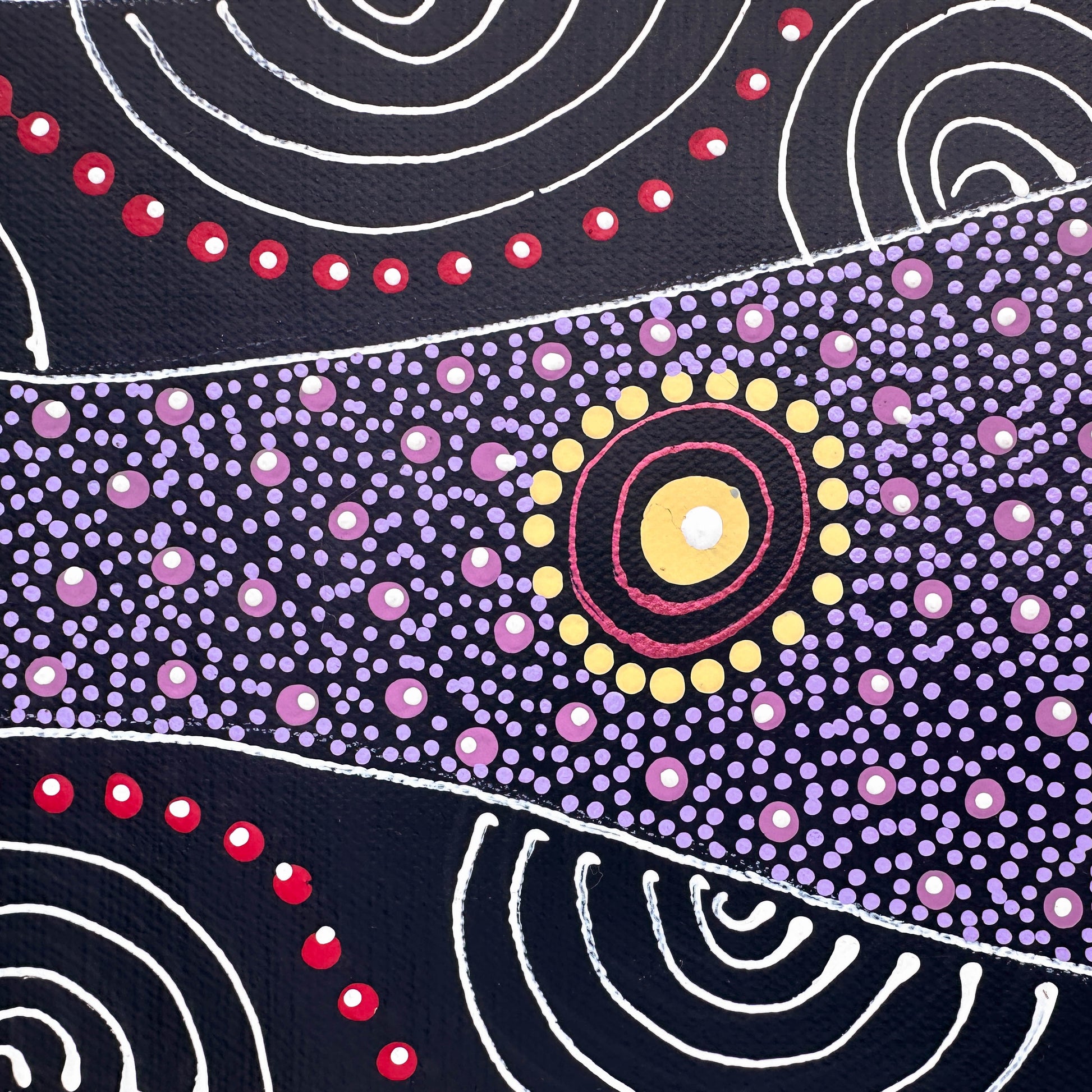 Colleen Wallace, Colleen nungarrayi, colleen nungari, traditional art, contemporary art, altyere aboriginal art, aboriginal art, indigenous art, Australian art, dot painting, dot art work, art, artwork, art for sale, Ltyentye Apurte, painting, painting for sale, wall art, art gallery, Darwin gallery, northern territory, santa Teresa, décor, interior décor, interior design, dot painting, office décor, dot art, art collector, famous artist, dreamings, colour, colourful, intricate, Dream time sisters,