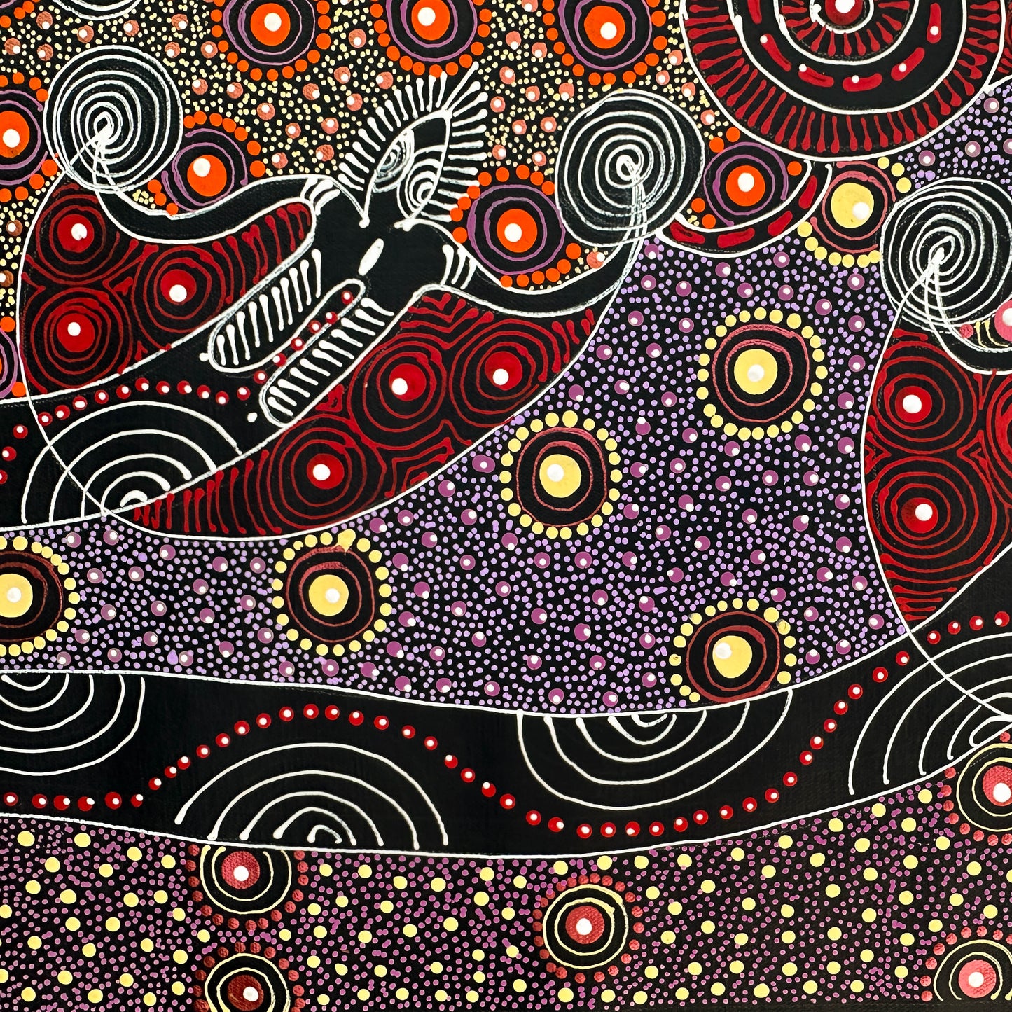 Colleen Wallace, Colleen nungarrayi, colleen nungari, traditional art, contemporary art, altyere aboriginal art, aboriginal art, indigenous art, Australian art, dot painting, dot art work, art, artwork, art for sale, Ltyentye Apurte, painting, painting for sale, wall art, art gallery, Darwin gallery, northern territory, santa Teresa, décor, interior décor, interior design, dot painting, office décor, dot art, art collector, famous artist, dreamings, colour, colourful, intricate, Dream time sisters,