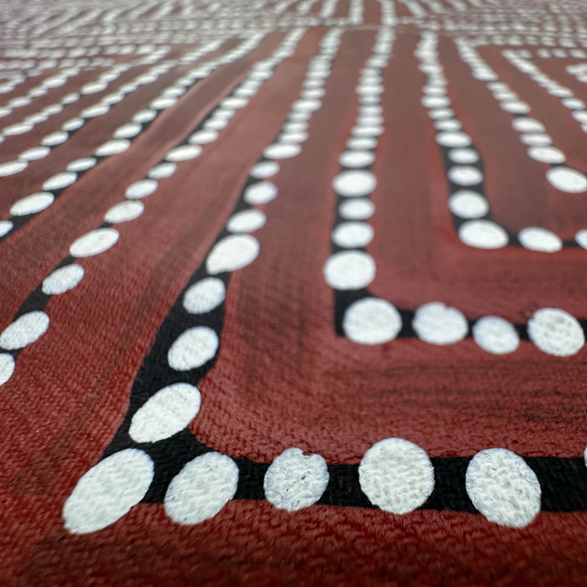 Caroline Ward Nakamarra, Walla Walla, Indigenous art, aboriginal art, austrailan painting, art for sale, painting for sale, altyerre aboriginal art, art gallery, Darwin gallery, dot art, dot painting, Pintupi, Kiwirrkurra, Western Australia, dreaming, interior décor, décor, interior decorating, art collector, western desert art, 