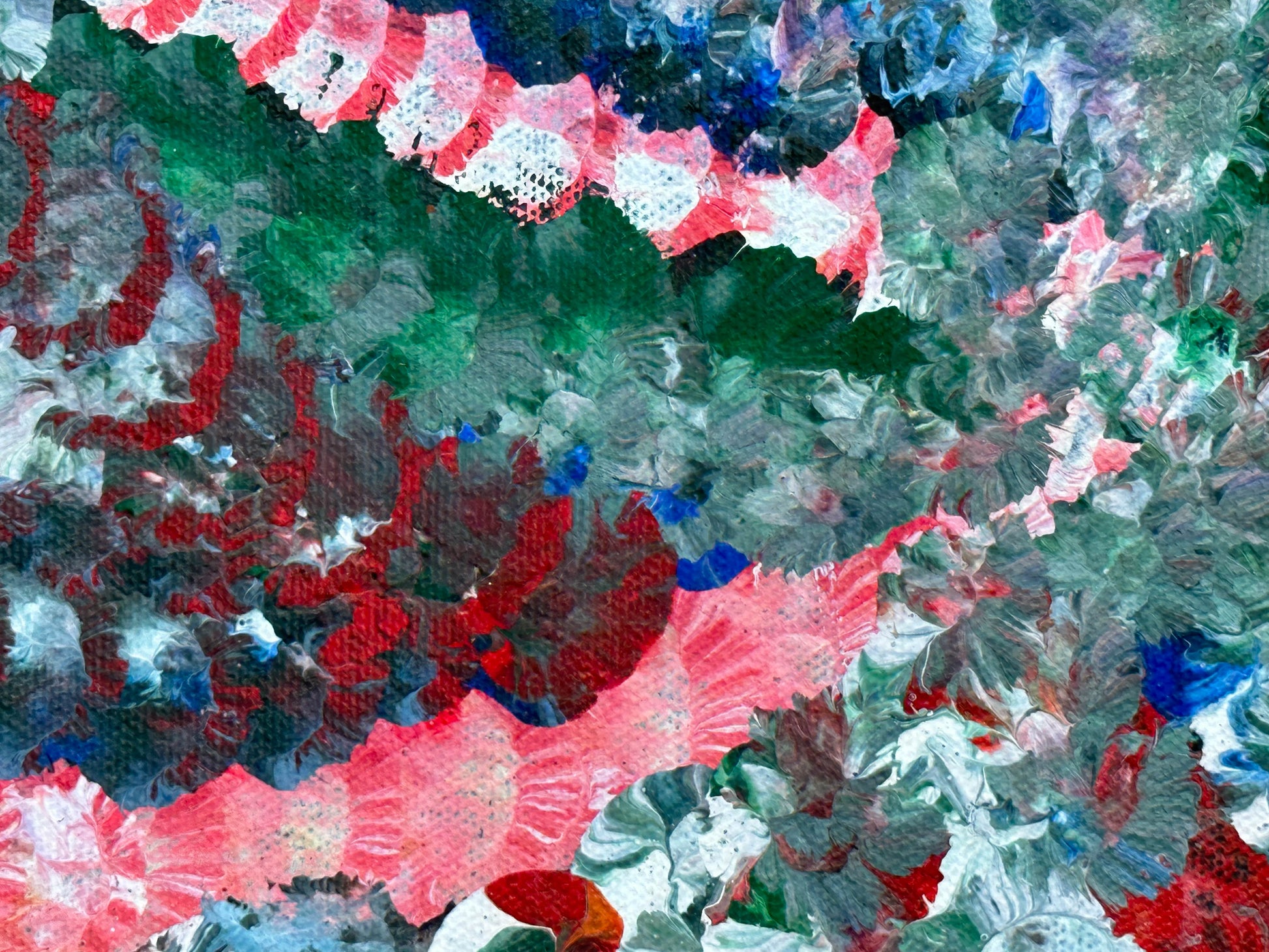 Dolly Mills Petyarre + Utopia + Bush Yam Flowers + Yam Flowers + Contemporary Art + Traditional Art + Darwin Based Galllery + Indigenous Art + Traditional Art + Australian Art + Red + Blue + Green + Pink + White