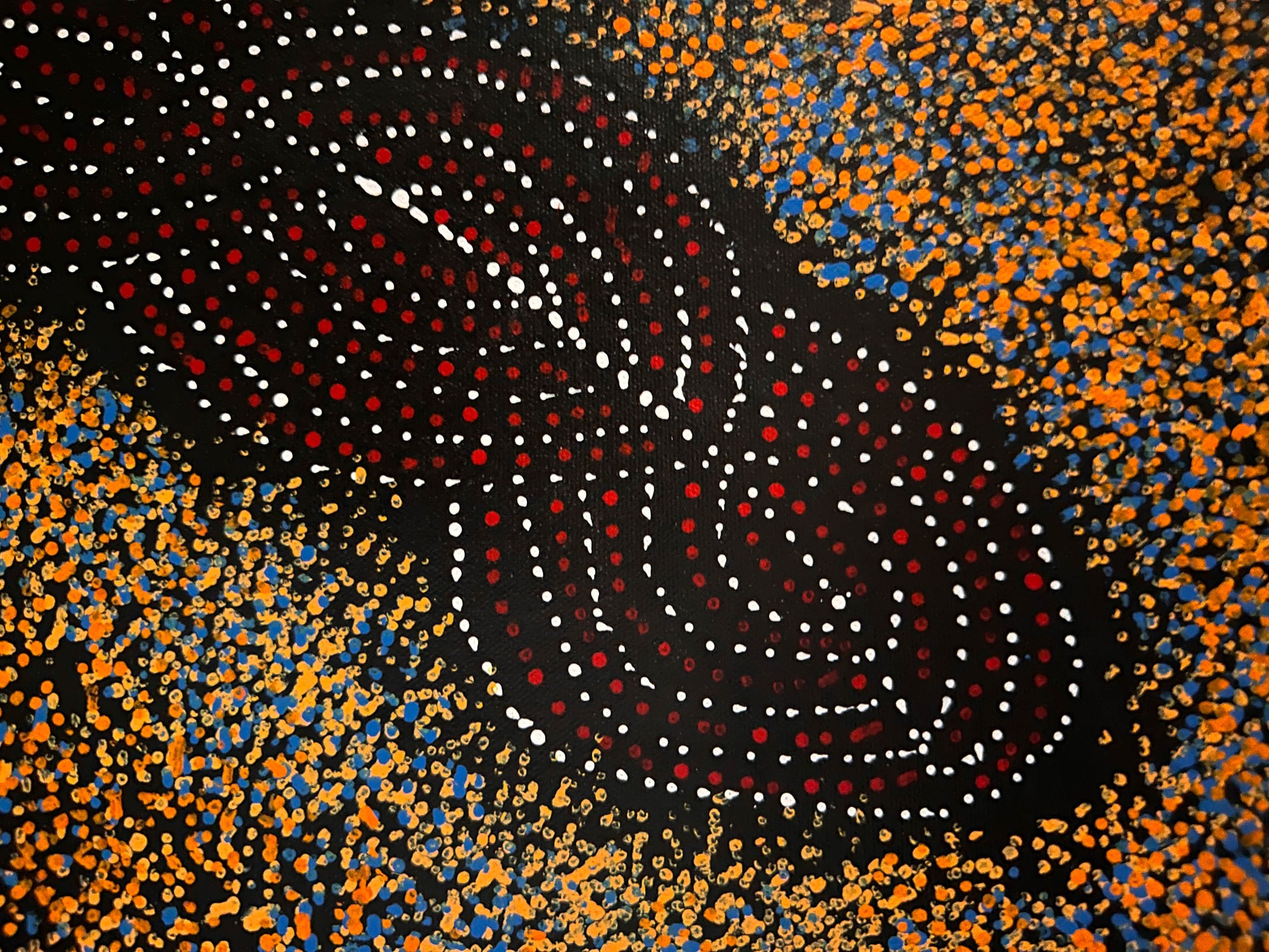Gracie Morton Pwerle + bush plum dreaming + aboriginal art + indigenous art + australian art + darwin based art gallery + art for sale + painting for sale + artwork for sale + dot art painting + painting for sale + utopia + orange + family owned gallery + family owned business