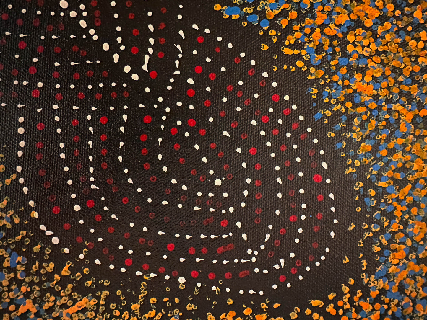 Gracie Morton Pwerle + bush plum dreaming + aboriginal art + indigenous art + australian art + darwin based art gallery + art for sale + painting for sale + artwork for sale + dot art painting + painting for sale + utopia + orange + family owned gallery + family owned business