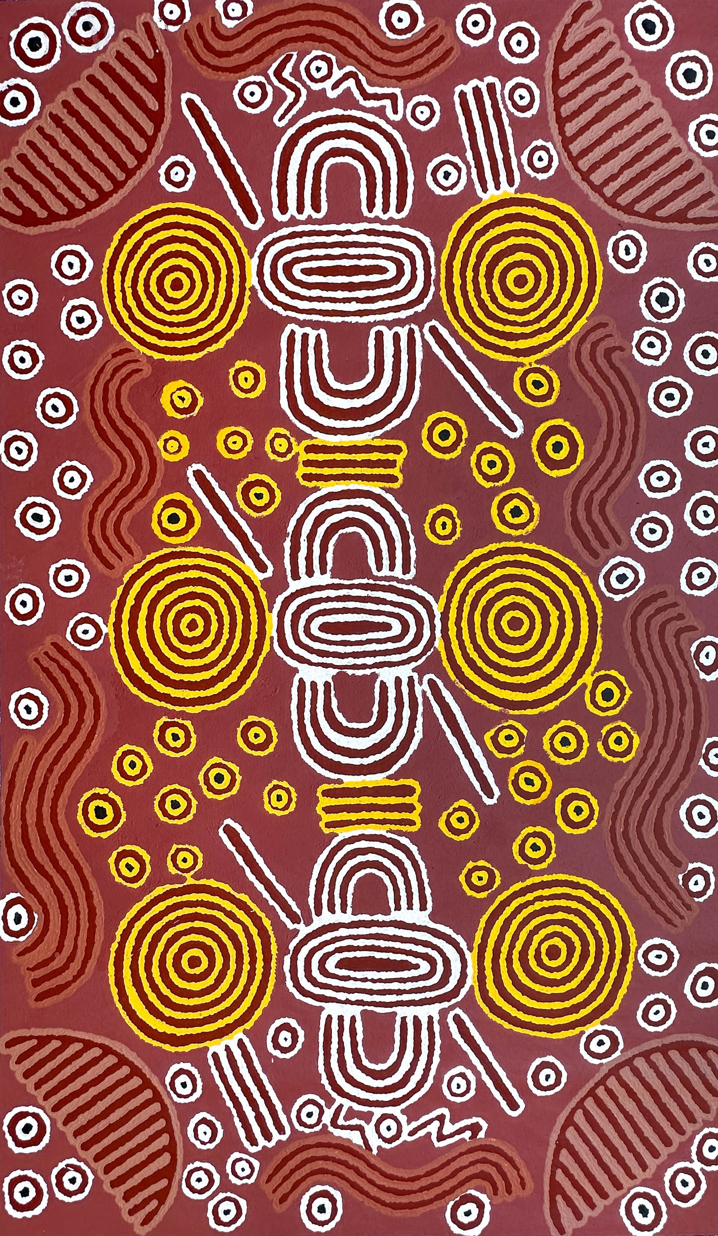 Julie Dempsey Napaltjarri + Papunya ++ aboriginal art + indigenous art + Australian art + darwin Based gallery + art for sale + painting for sale + aerial painting + iconography + symbolism + mina Tjuta + altyerre + altyerre aboriginnal art + painting for sale + artwork + art story