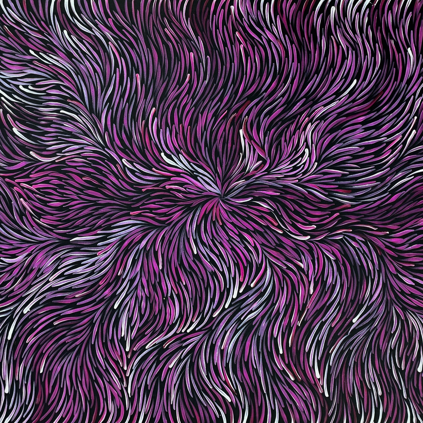 Jeannie Petyarre Pitjara, Bush Medicine Leaves, Bush Yam, Body Paint, Awelye, Bush Seeds, contemporary art, aboriginal art, indigenous art for sale, Australian art, art collector, altyerre aboriginal art, art work, art gallery, Darwin gallery, painting for sale, wall art, northern territory, alice springs, décor, interior décor, interior design, office décor, art lover, famous artist, utopian artist, dreaming, bush medicine, family business, movement, hypnotic, art storytelling, modern art, traditional art