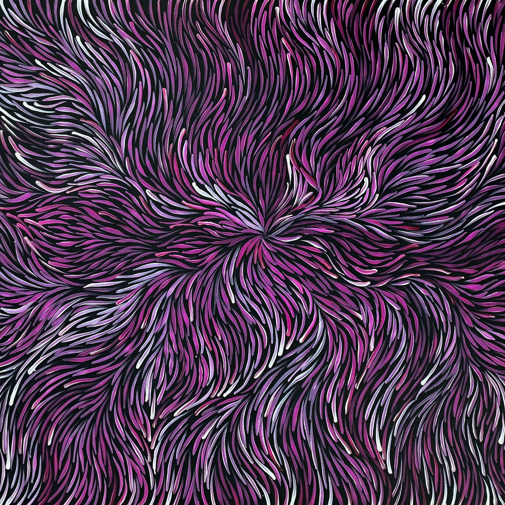 Jeannie Petyarre Pitjara, Bush Medicine Leaves, Bush Yam, Body Paint, Awelye, Bush Seeds, contemporary art, aboriginal art, indigenous art for sale, Australian art, art collector, altyerre aboriginal art, art work, art gallery, Darwin gallery, painting for sale, wall art, northern territory, alice springs, décor, interior décor, interior design, office décor, art lover, famous artist, utopian artist, dreaming, bush medicine, family business, movement, hypnotic, art storytelling, modern art, traditional art