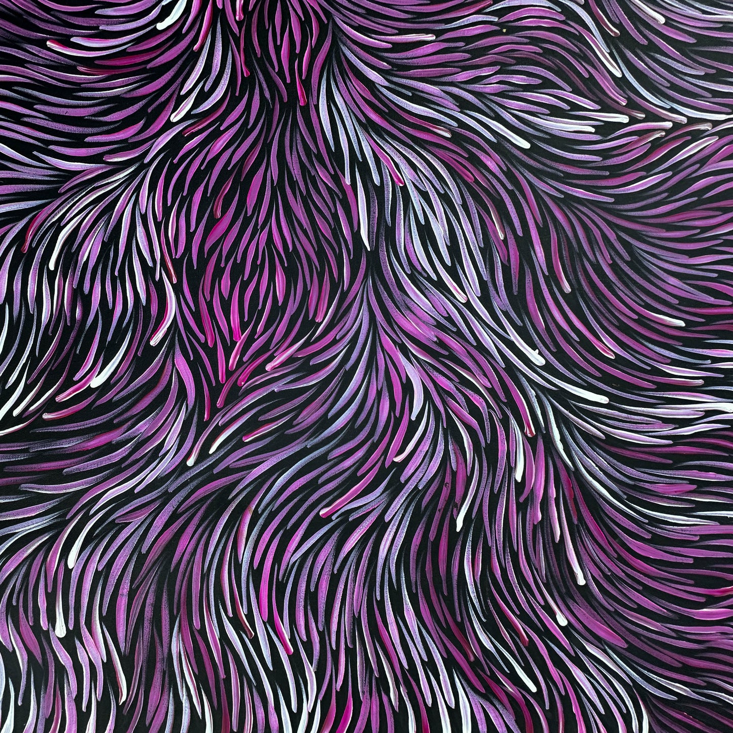 Jeannie Petyarre Pitjara, Bush Medicine Leaves, Bush Yam, Body Paint, Awelye, Bush Seeds, contemporary art, aboriginal art, indigenous art for sale, Australian art, art collector, altyerre aboriginal art, art work, art gallery, Darwin gallery, painting for sale, wall art, northern territory, alice springs, décor, interior décor, interior design, office décor, art lover, famous artist, utopian artist, dreaming, bush medicine, family business, movement, hypnotic, art storytelling, modern art, traditional art