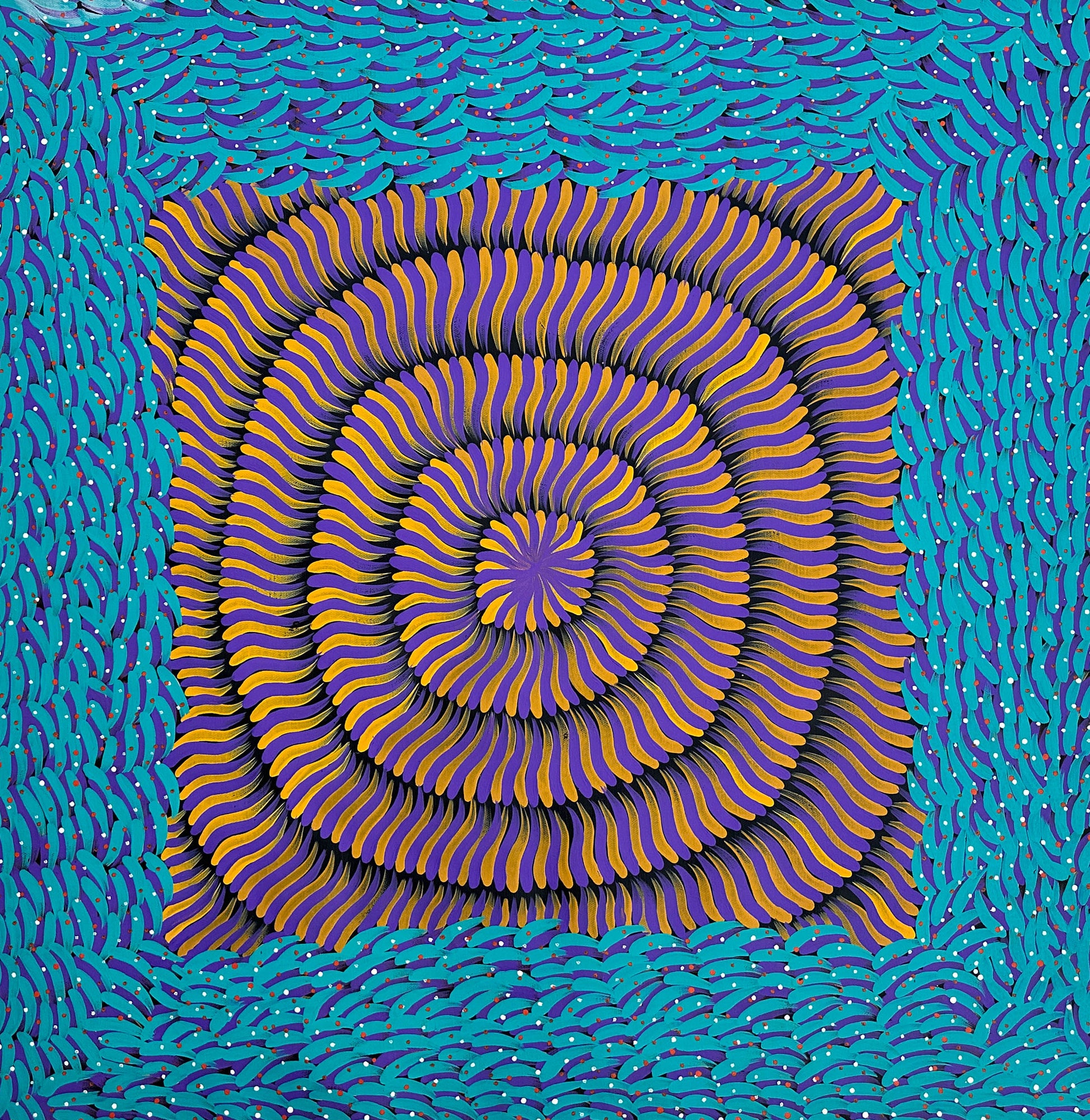 Katie Rumble Pitajara Petyarre, Utopia, Anmatyerre, Bush Medicine, Bush Plum, Indigenous art, buying indigenous art, aboriginal art, Australian art, Altyerre Aboriginal Art, Art Gallery, Darwin Based Gallery, Décor, Interior Décor, Wall art, Art, Art for sale, Painting for sale, Ethical Art, Origional Art, Direct from the artist, Art collector, Interior Decorating, 