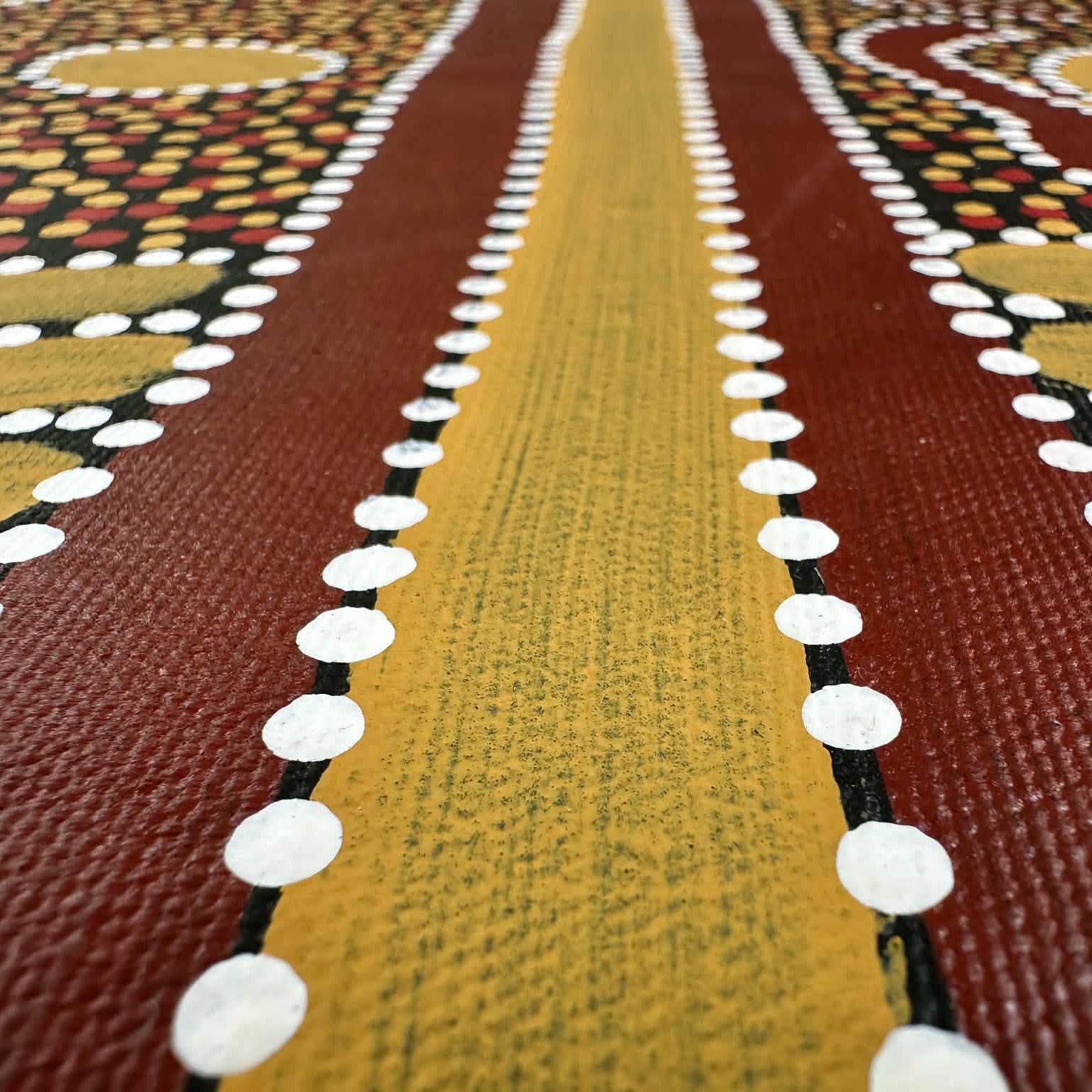 #lindsaybird #lindsaybirdmpetyane #utopia #anmatyerre #traditionalart #aboriginalart #indigenousart #australianart #dotpainting #dotartwork #art #artwork #artforsale #painting #paintingforsale #wallart #artgallery #darwinbasedgallery #northernterritory #artstory #knowledge #decor #interiordecor #interiordesign #office #officedecor #artlover #artcollector #famousartist #dreamings #bushplum #ochrecolours #maleartist 