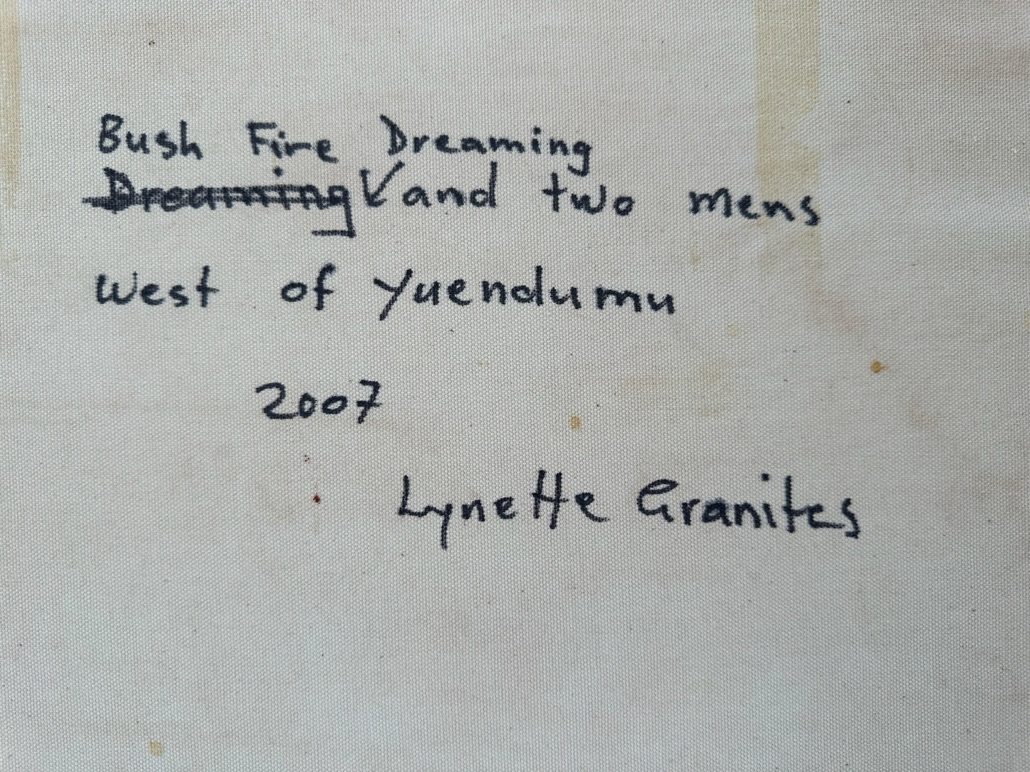 LYNETTE GRANITES NAMPIJINPA - Bush Fire Dreaming & Two Men West of Yuendumu