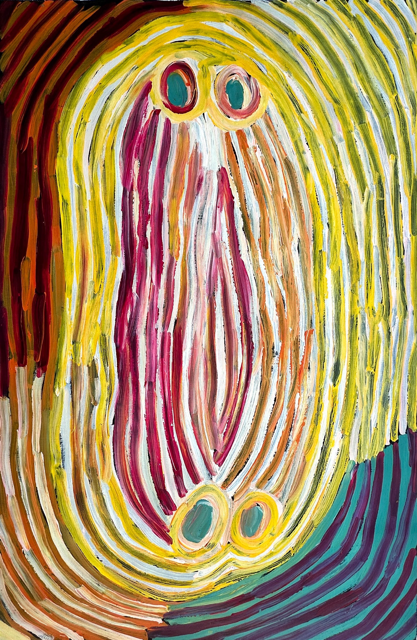 
Makinti Napanangka, Western Desert, Pintupi, Indigenous art, Aboriginal art, Australian Art, Indigenous art for sale, art collector, dreaming, famous artist, art décor, interior décor, interior design, painting for sale, Darwin gallery, art gallery, altyerre aboriginal art, order or Australia, western desert art
