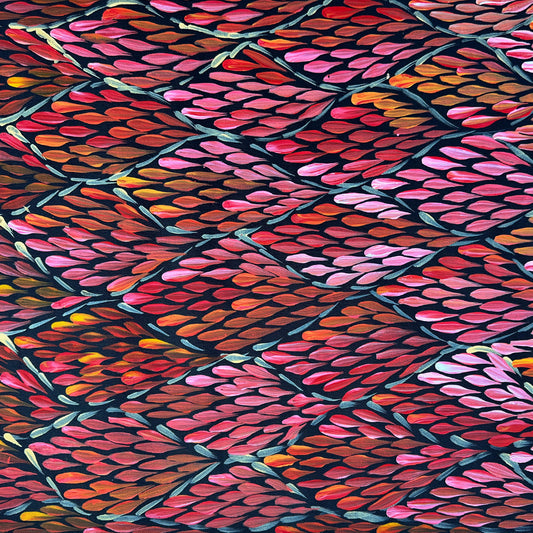 Margaret Turner Petyarre, Aboriginal art, Indigenous Art, Australian Art, Lake Nash, Northern Territory, Aboriginal Artist, art, art for sale , painting for sale, bush medicine, Darwin gallery, Altyerre Aboriginal Art, Original Art, Direct from the artist, ethical art, family business, interior decor, art gallery, wall art, bush medicine leaves, art décor, interior designer, beautiful art, colourful art, Interior design, Amatyerre, Outback Australia, Art collector, Office art, office artwork, Interior decor