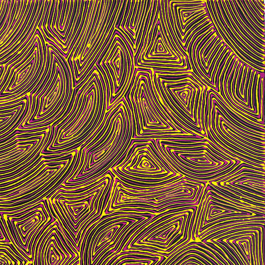 Marcie Turner Petyarre, Marcia Turner Pula, Utopia, Awelye, Body Paint, Women’s dreaming, indigenous art, aboriginal art, Australian art, art, art for sale, art gallery, painting, painting for sale, Darwin gallery, wall art, art décor, interior decorator, interior décor, altyerre aboriginal art, family business, ethical art, original art, direct from the artist, petyarre, linear, mesmerising painting, optical illusion