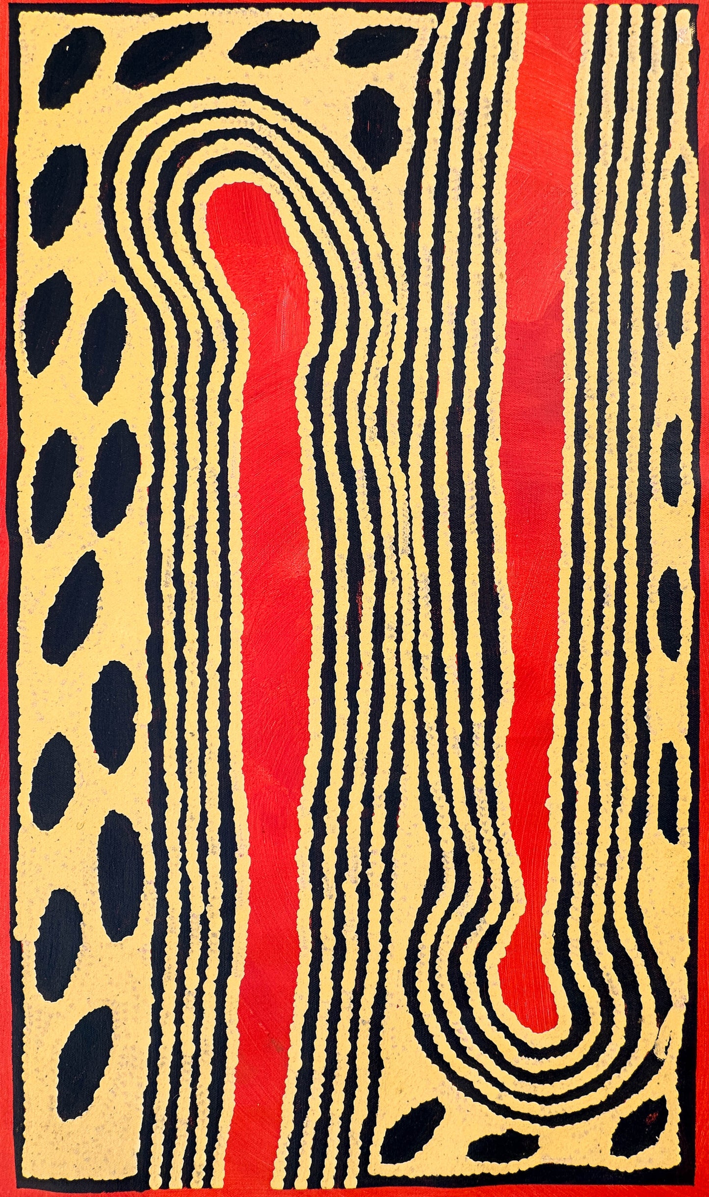 Ningura Naparrula Gibson, Wirrulnga, Western Desert Art, Australian art, Indigenous Art, Aboriginal art, art for sale, painting for sale, famous indigenous artist, Aboriginal art for sale, Indigenous art for sale, Women’s ceremony, dreaming, Altyerre Aboriginal Art, Art gallery, Darwin gallery, kintore, Pintupi, Australian stamp, paris, art collector, art lover, ethical art, original art, direct from the artist, muse du quai branly, décor, office décor, wall art, interior decorating, interior, home décor, d