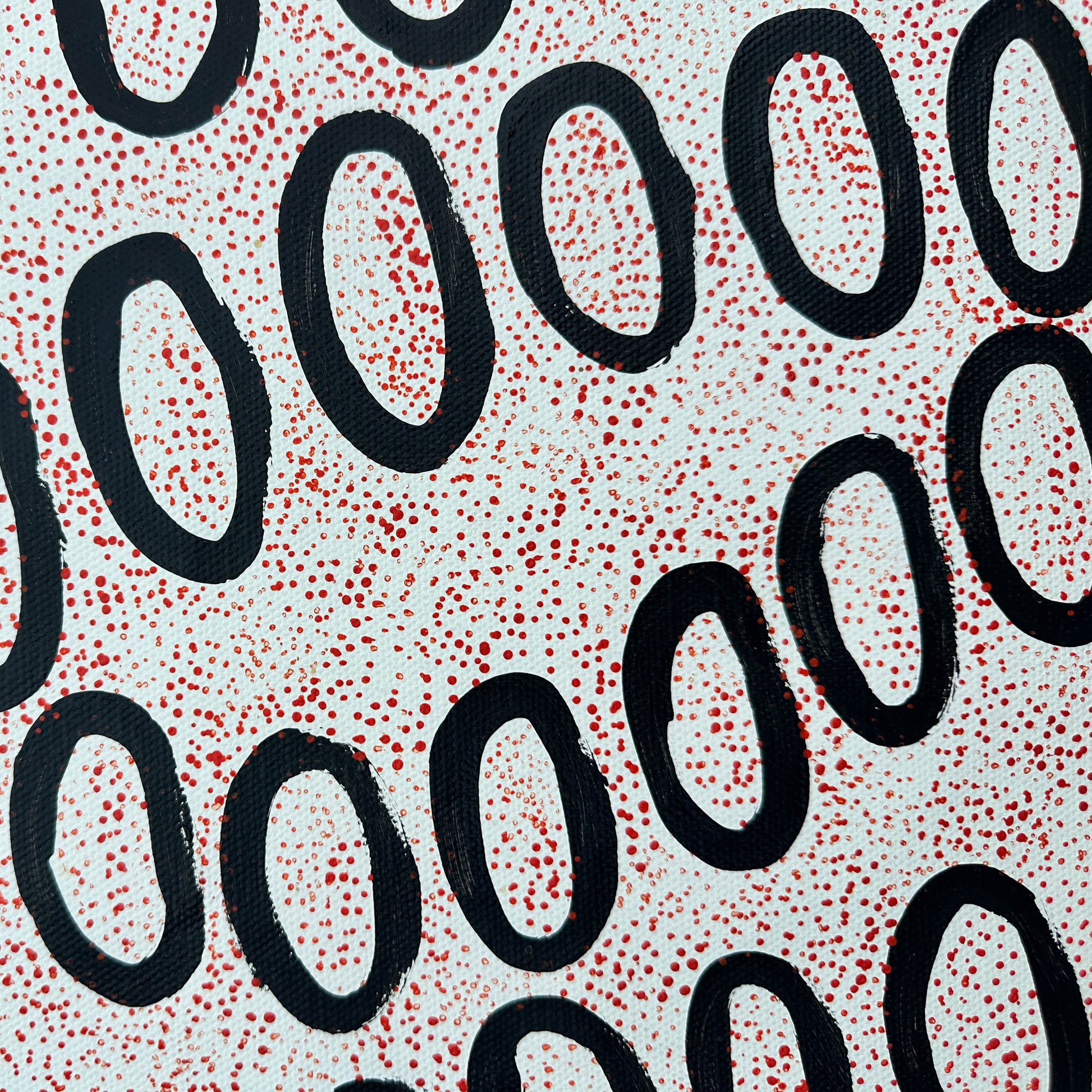 Ngoia pollard napaltjarri, indigenous art, aboriginal art, Australian art, altyerre aboriginal art, art for sale, painting, painting for sale, swamps, swamps at nyrripi, haasts bluff, Walpiri, art gallery, contemporary art, Darwin gallery, family owned business, aboriginal culture, native Australian, artist, white, black, red, dot painting, dot art, art collector, original art, ethical art, direct from the artis, dreaming, dreamtime, story telling, indigenous culture, indigenous australia, first nations  