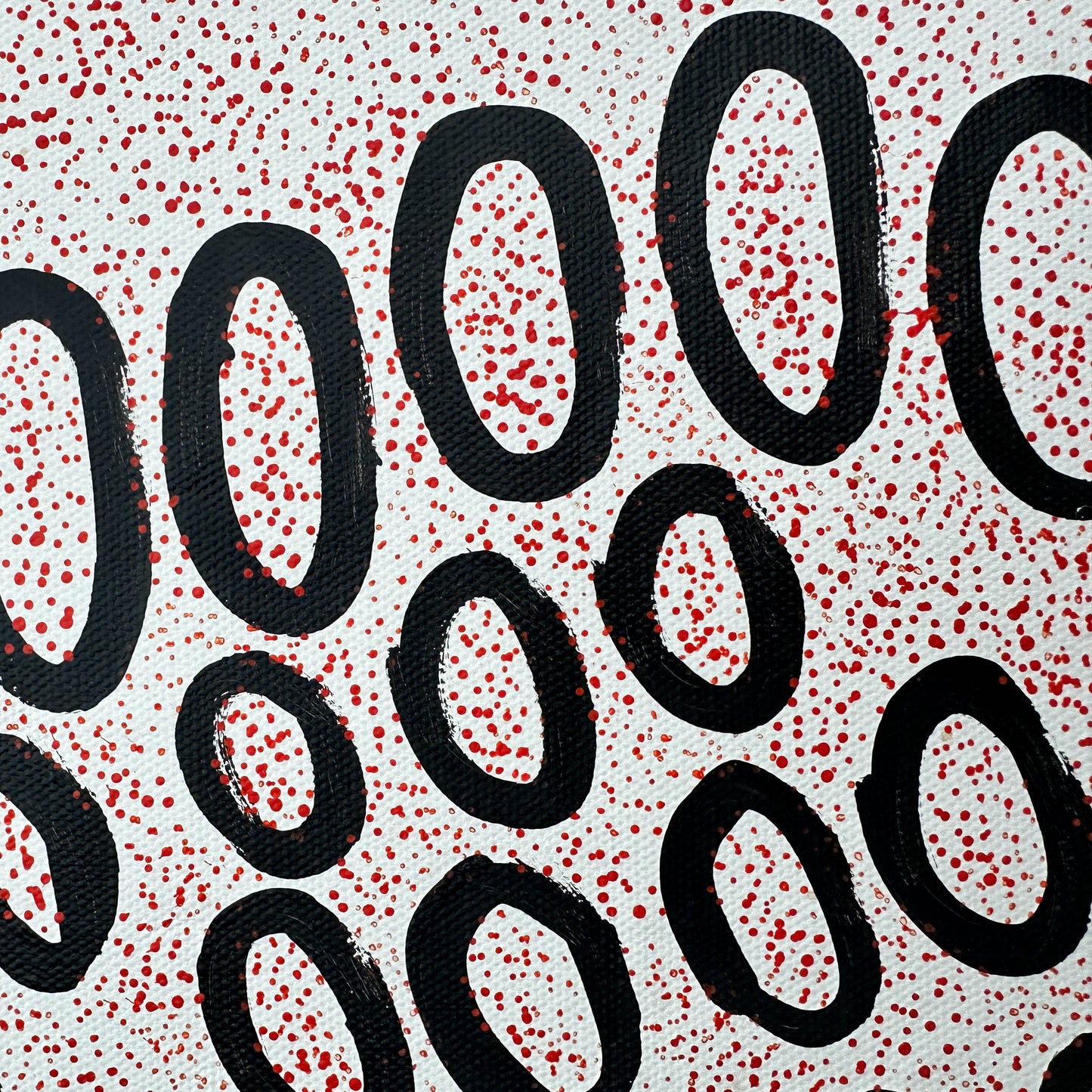 Ngoia pollard napaltjarri, indigenous art, aboriginal art, Australian art, altyerre aboriginal art, art for sale, painting, painting for sale, swamps, swamps at nyrripi, haasts bluff, Walpiri, art gallery, contemporary art, Darwin gallery, family owned business, aboriginal culture, native Australian, artist, white, black, red, dot painting, dot art, art collector, original art, ethical art, direct from the artis, dreaming, dreamtime, story telling, indigenous culture, indigenous australia, first nations  