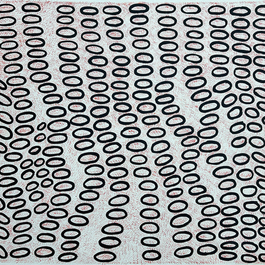 Ngoia pollard napaltjarri, indigenous art, aboriginal art, Australian art, altyerre aboriginal art, art for sale, painting, painting for sale, swamps, swamps at nyrripi, haasts bluff, Walpiri, art gallery, contemporary art, Darwin gallery, family owned business, aboriginal culture, native Australian, artist, white, black, red, dot painting, dot art, art collector, original art, ethical art, direct from the artis, dreaming, dreamtime, story telling, indigenous culture, indigenous australia, first nations  