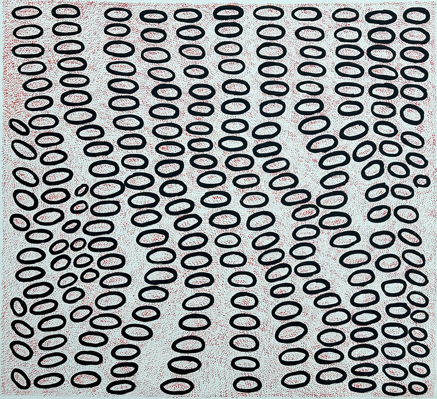 Ngoia pollard napaltjarri, indigenous art, aboriginal art, Australian art, altyerre aboriginal art, art for sale, painting, painting for sale, swamps, swamps at nyrripi, haasts bluff, Walpiri, art gallery, contemporary art, Darwin gallery, family owned business, aboriginal culture, native Australian, artist, white, black, red, dot painting, dot art, art collector, original art, ethical art, direct from the artis, dreaming, dreamtime, story telling, indigenous culture, indigenous australia, first nations  