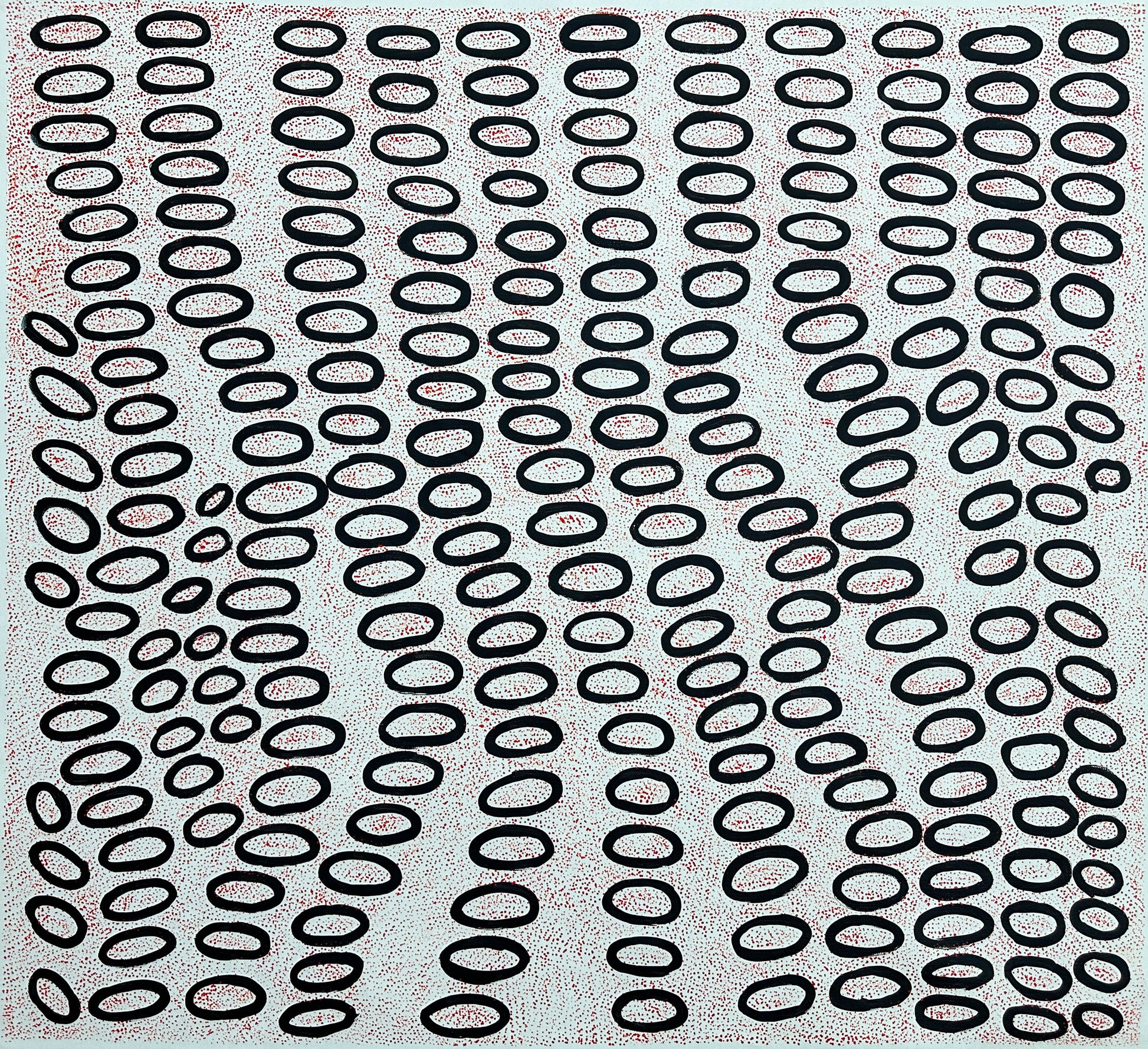 Ngoia pollard napaltjarri, indigenous art, aboriginal art, Australian art, altyerre aboriginal art, art for sale, painting, painting for sale, swamps, swamps at nyrripi, haasts bluff, Walpiri, art gallery, contemporary art, Darwin gallery, family owned business, aboriginal culture, native Australian, artist, white, black, red, dot painting, dot art, art collector, original art, ethical art, direct from the artis, dreaming, dreamtime, story telling, indigenous culture, indigenous australia, first nations  