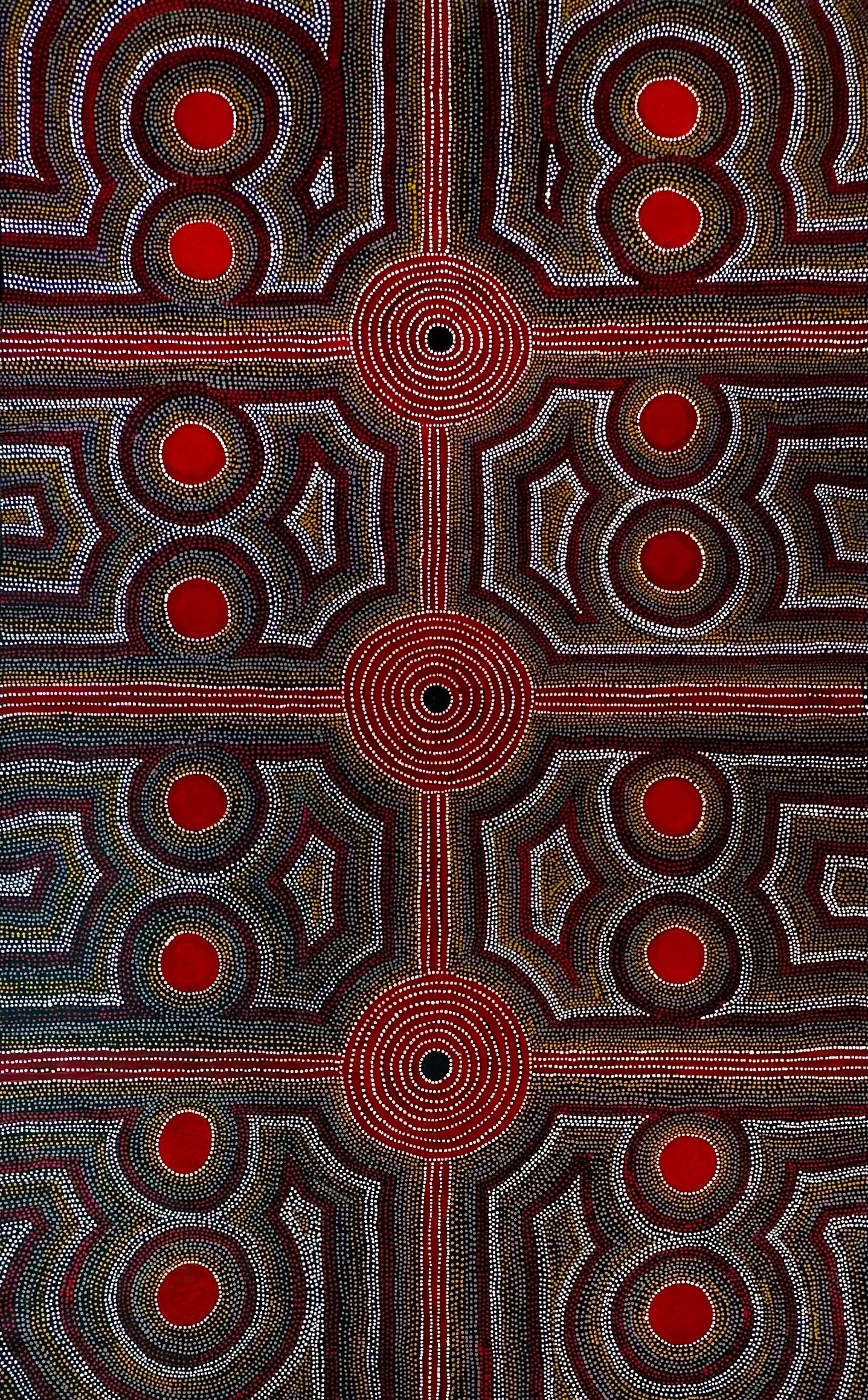 Paddy Bird Jungala Ngale Ngal ++ Utopia + Traditional Art + Aboriginal Art + Indigenous Art + Australian Art + Iconography art + Symbolism Art + Dot Artwork + Dot Painting + dot art + Large Art work + Art Collector + Utopia + Male Artist + Darwin Based Gallery + Art for Sale + Painting for sale + Collectors art