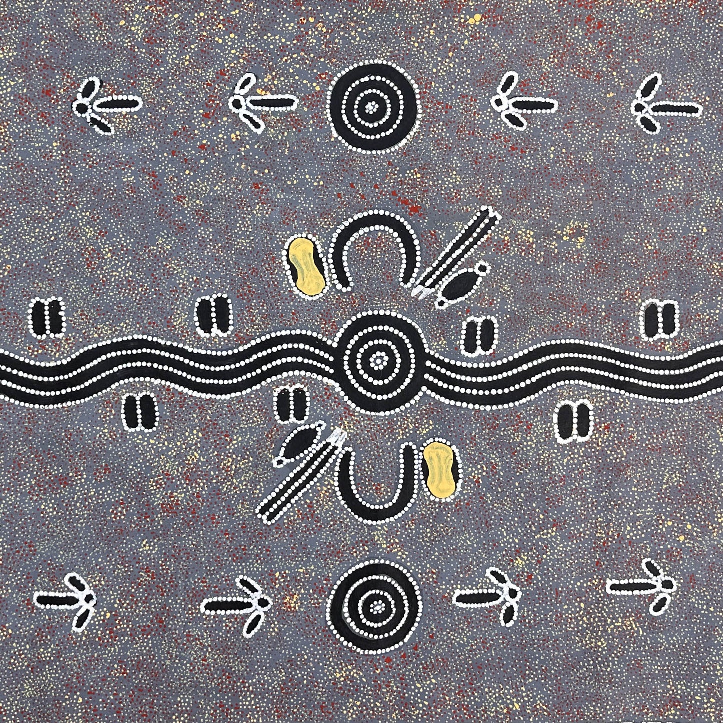 Rex Daniel Granites Japanangka, Yuendumu, Northern Territory, Warlpiri, Bush Tucker, Honey Ant, My Country, Central Desert, Aboriginal Art, Indigenous Art, Australian Art, Indigenous art for sale, Aboriginal art for sale, Bush Tucker, My Country, Centenary Medal, interior design, wall art, altyerre aboriginal art, Darwin art gallery, family business, ethical art, authentic art, outback Australia, décor,