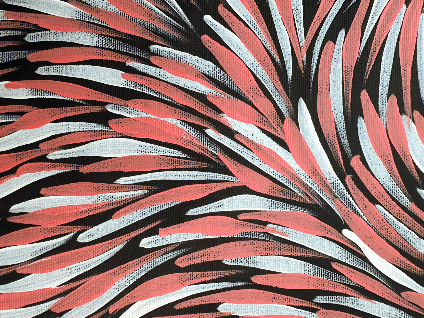Rosemary Pitjara Petyarre, Utopia, Northern Territory, Outback, Indigenous Art, Aboriginal Art, Australian Art, Bush Yam Leaves, Bush Medicine Leaves, Art, Art Gallery, Art for Sale, Painting, Painting for sale, Altyerre Aboriginal Art, Darwin Gallery, Art Décor, Interior Décor, Wall Art, Interior Decorator, Ethical Art, Original Art, Direct From the Artist, Family Business, Anmatyerre, Movement, Colourful, Beautiful Art, Utopia, Utopian Artist, 