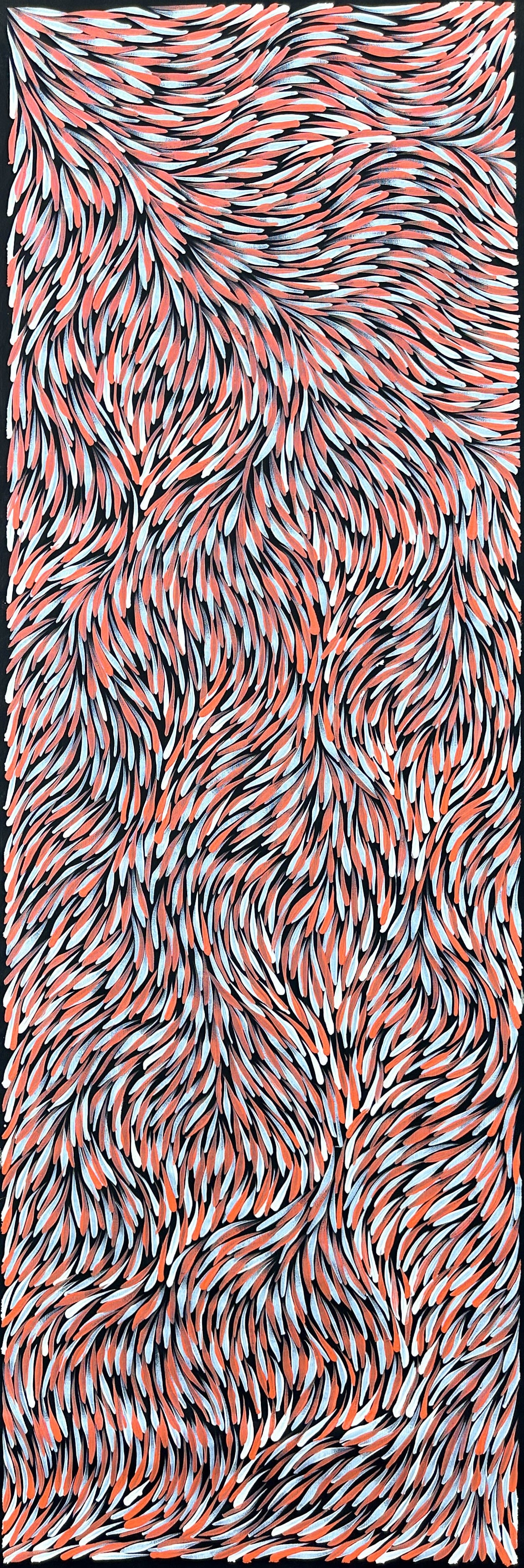 Rosemary Pitjara Petyarre, Utopia, Northern Territory, Outback, Indigenous Art, Aboriginal Art, Australian Art, Bush Yam Leaves, Bush Medicine Leaves, Art, Art Gallery, Art for Sale, Painting, Painting for sale, Altyerre Aboriginal Art, Darwin Gallery, Art Décor, Interior Décor, Wall Art, Interior Decorator, Ethical Art, Original Art, Direct From the Artist, Family Business, Anmatyerre, Movement, Colourful, Beautiful Art, Utopia, Utopian Artist, 