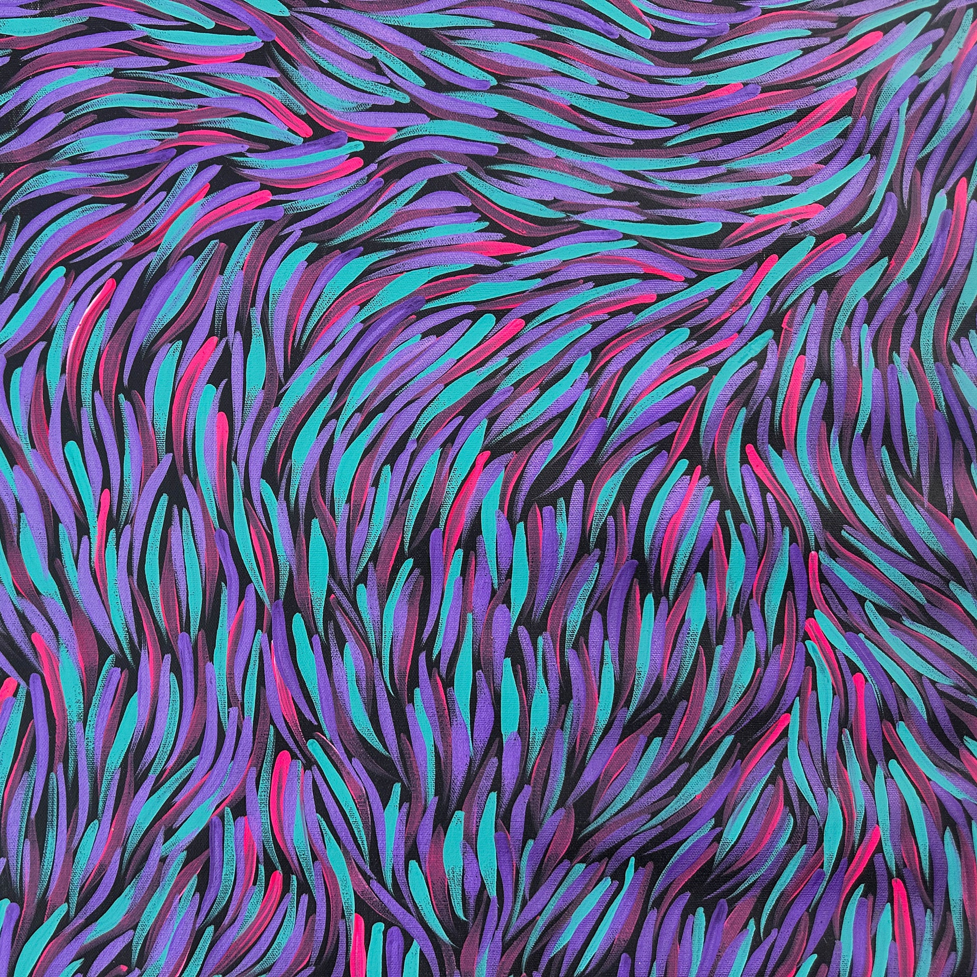 Rosemary Pitjara Petyarre, Utopia, Northern Territory, Outback, Indigenous Art, Aboriginal Art, Australian Art, Bush Yam Leaves, Bush Medicine Leaves, Art, Art Gallery, Art for Sale, Painting, Painting for sale, Altyerre Aboriginal Art, Darwin Gallery, Art Décor, Interior Décor, Wall Art, Interior Decorator, Ethical Art, Original Art, Direct From the Artist, Family Business, Anmatyerre, Movement, Colourful, Beautiful Art, Utopia, Utopian Artist, 