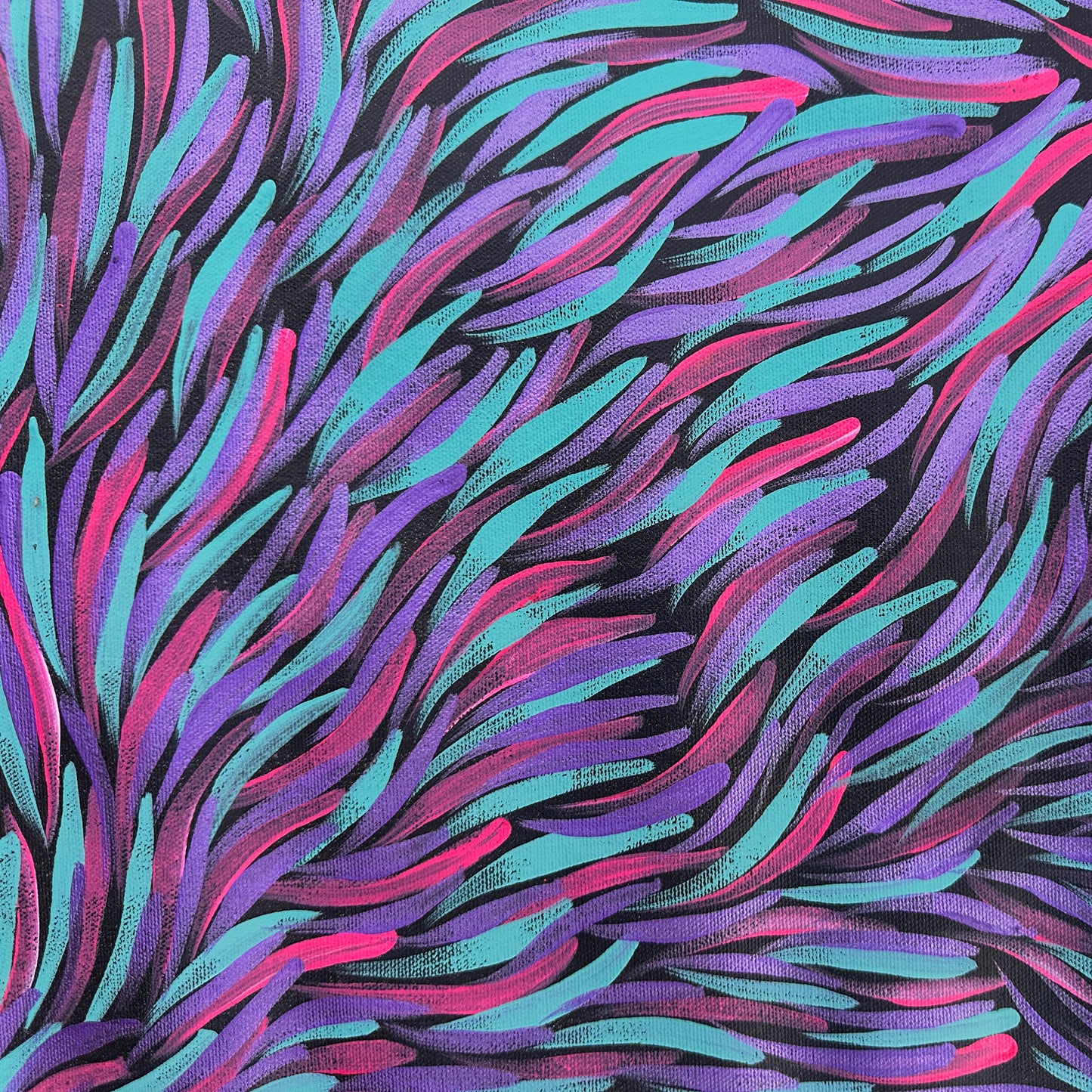 Rosemary Pitjara Petyarre, Utopia, Northern Territory, Outback, Indigenous Art, Aboriginal Art, Australian Art, Bush Yam Leaves, Bush Medicine Leaves, Art, Art Gallery, Art for Sale, Painting, Painting for sale, Altyerre Aboriginal Art, Darwin Gallery, Art Décor, Interior Décor, Wall Art, Interior Decorator, Ethical Art, Original Art, Direct From the Artist, Family Business, Anmatyerre, Movement, Colourful, Beautiful Art, Utopia, Utopian Artist, 