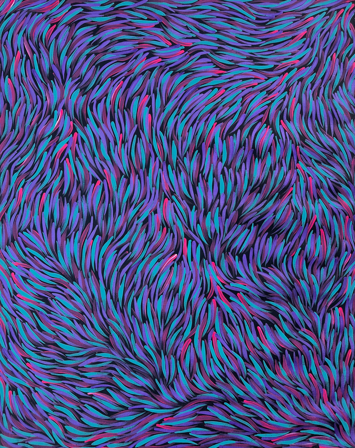 Rosemary Pitjara Petyarre, Utopia, Northern Territory, Outback, Indigenous Art, Aboriginal Art, Australian Art, Bush Yam Leaves, Bush Medicine Leaves, Art, Art Gallery, Art for Sale, Painting, Painting for sale, Altyerre Aboriginal Art, Darwin Gallery, Art Décor, Interior Décor, Wall Art, Interior Decorator, Ethical Art, Original Art, Direct From the Artist, Family Business, Anmatyerre, Movement, Colourful, Beautiful Art, Utopia, Utopian Artist, 