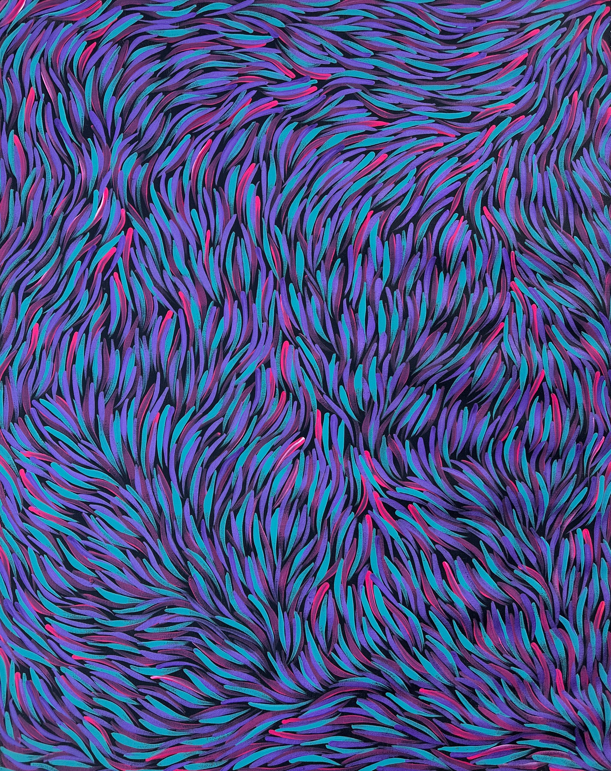 Rosemary Pitjara Petyarre, Utopia, Northern Territory, Outback, Indigenous Art, Aboriginal Art, Australian Art, Bush Yam Leaves, Bush Medicine Leaves, Art, Art Gallery, Art for Sale, Painting, Painting for sale, Altyerre Aboriginal Art, Darwin Gallery, Art Décor, Interior Décor, Wall Art, Interior Decorator, Ethical Art, Original Art, Direct From the Artist, Family Business, Anmatyerre, Movement, Colourful, Beautiful Art, Utopia, Utopian Artist, 