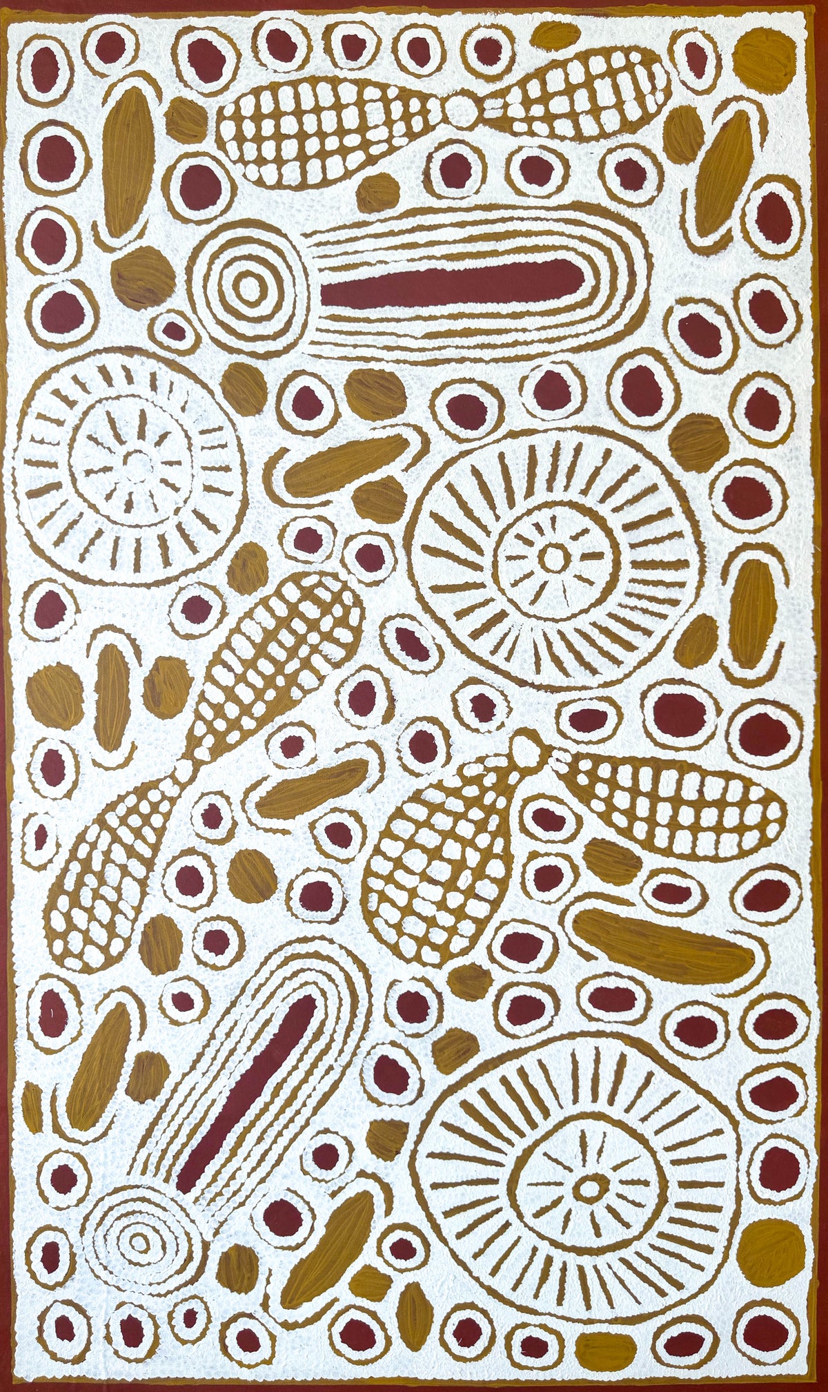 susan gibson napaltjarri, susan gibson, susan napaltjarri gibson, womens ceremony, tingari, symbolism, iconography, kintore, pintupi, western desert art, northern territory, aboriginal art, indigenous art, australian art, traditional art, authentic art, ethical art, original art, art, painting, altyerre aboriginal art, darwin gallery, art gallery, art for sale, painting for sale, family business, wall art, decor, interior design, interior decor