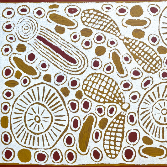 susan gibson napaltjarri, susan gibson, susan napaltjarri gibson, womens ceremony, tingari, symbolism, iconography, kintore, pintupi, western desert art, northern territory, aboriginal art, indigenous art, australian art, traditional art, authentic art, ethical art, original art, art, painting, altyerre aboriginal art, darwin gallery, art gallery, art for sale, painting for sale, family business, wall art, decor, interior design, interior decor