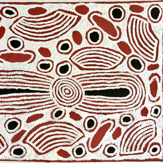 #susannapaltjarrigibson #susangibson #kintore #northernterritory #indigenousart #aboriginalart #australianart #traditionalart #symbolism #iconography #art #artgallery #painting #paintingforsale #artforsale #wallart #artgallery #familybusiness #darwingallery #decor #interiordesign #interiordecor #authenticart #ethicalart #origionalart #altyerreaboriginalart