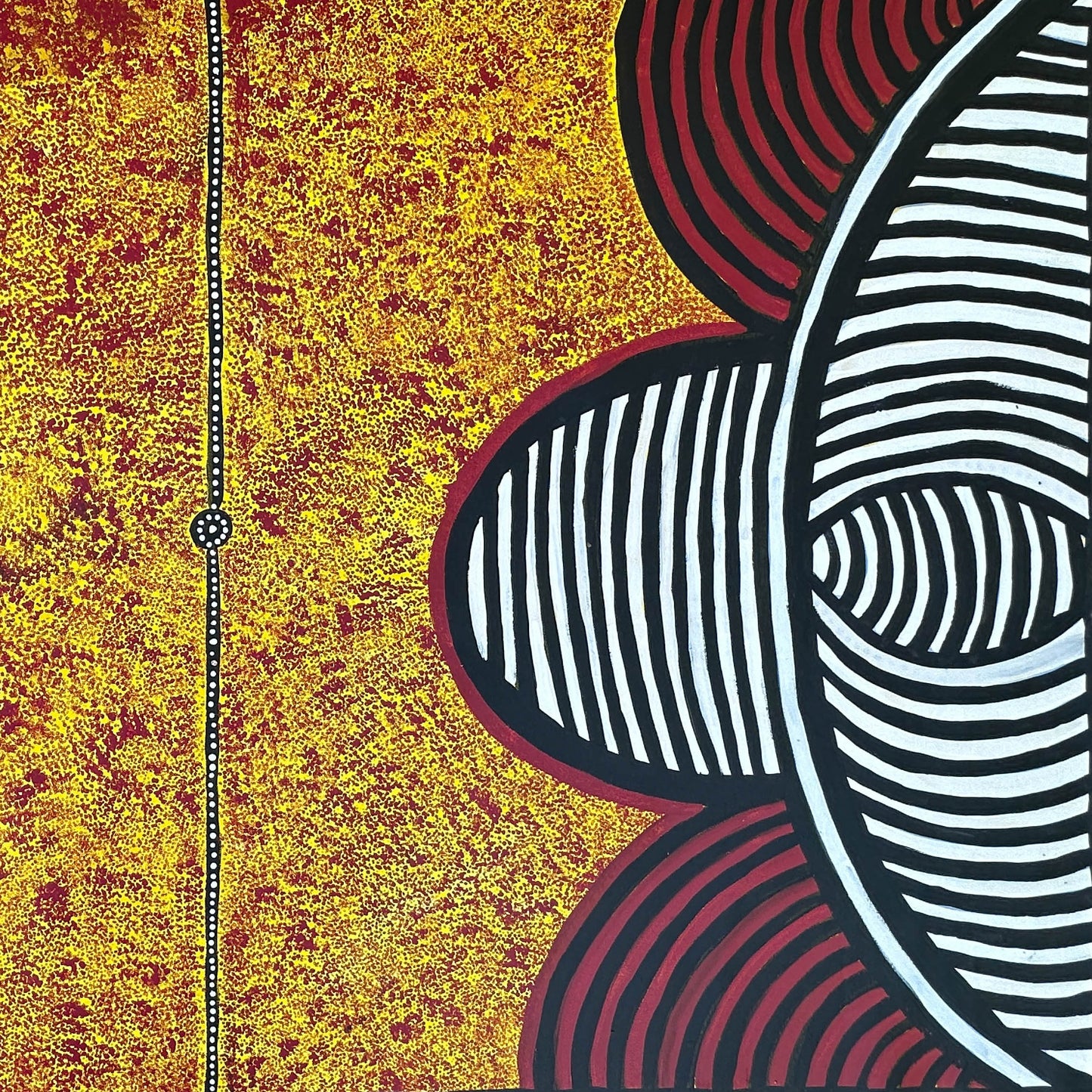 Tanya Bird Mpetyane + Utopia + Paddy Bird + Eileen Bird + Body Paint Designs + Art for Sale + Painting for sale + Indigenous Art + Aboriginal Art + Australian Art + Women's ceremony + Wild Bush Berries + Bush Berries + Dot Art + Dancing lines + Darwin Based Gallery 